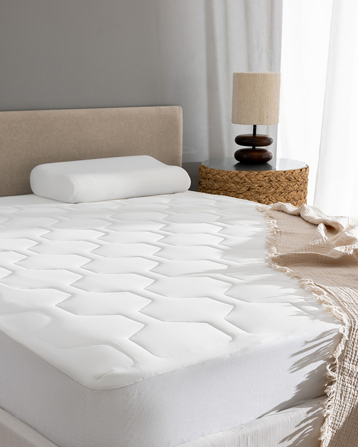 Antony Cool King Size Fitted Yatak Alezi - Beyaz - 180x200 cm