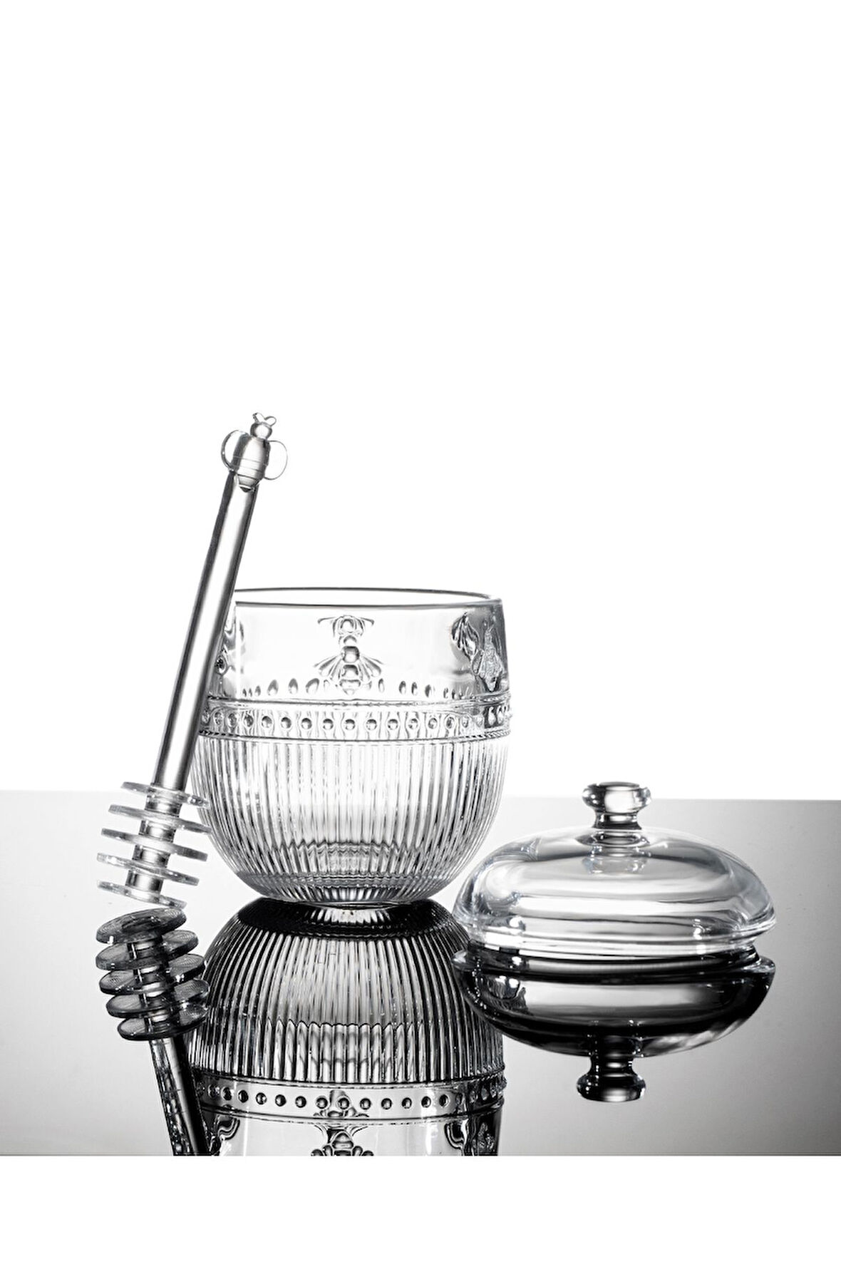 Madame Coco Abeille Kaşıklı Cam Bal Kavanozu - Şeffaf - 240 ml