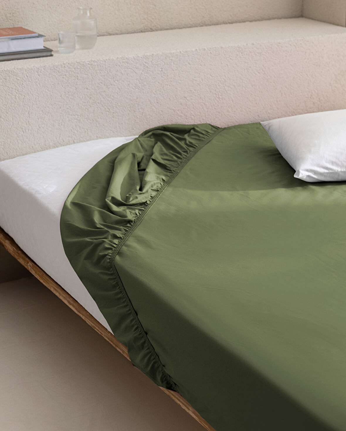 Manon King Size Plus %100 Pamuk Ranforce Lastikli Çarşaf - Haki