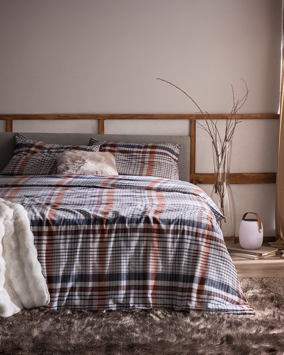Boussy King Size %100 Pamuk Flanel Nevresim Takımı - Lacivert