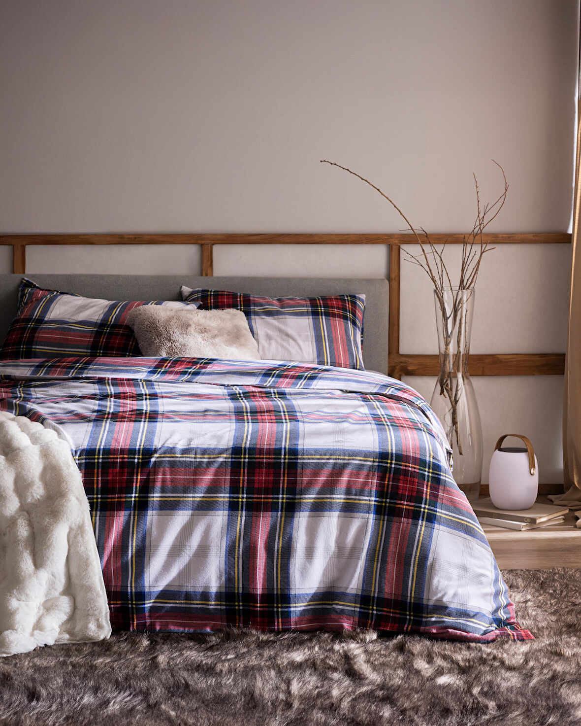 Saul King Size %100 Pamuk Flanel Nevresim Takımı - Beyaz
