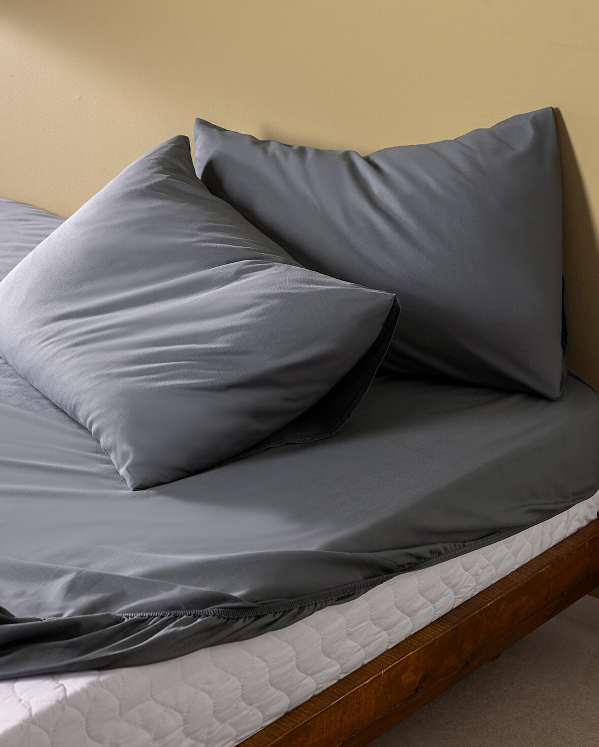 Manon King Size %100 Pamuk Ranforce Lastikli Çarşaf Takımı - Antrasit