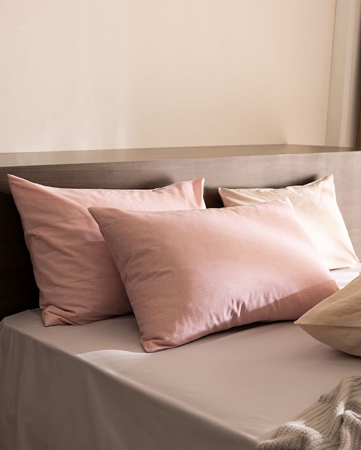 Odette 2'li %100 Pamuk Ranforce Yastık Kılıfı - Pudra