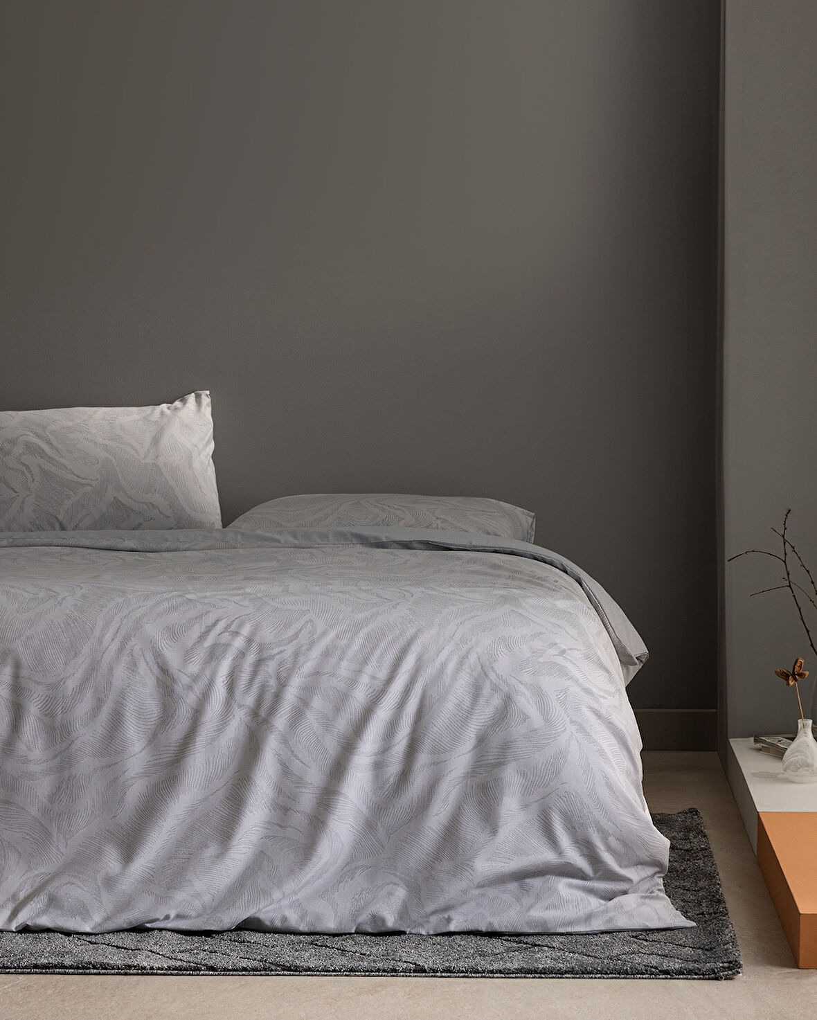 Coyan King Size %100 Pamuk Ranforce Baskılı Nevresim Takımı - Gri