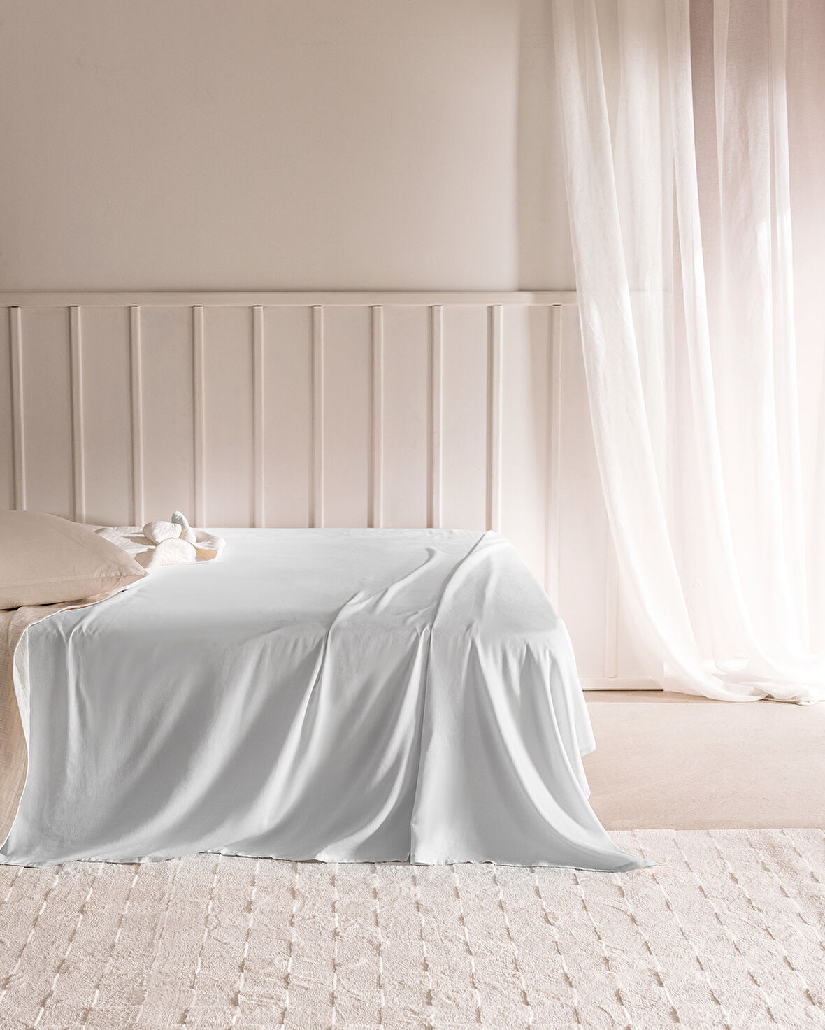 Ciel King Size %100 Pamuk Lastiksiz Saten Çarşaf - Gri