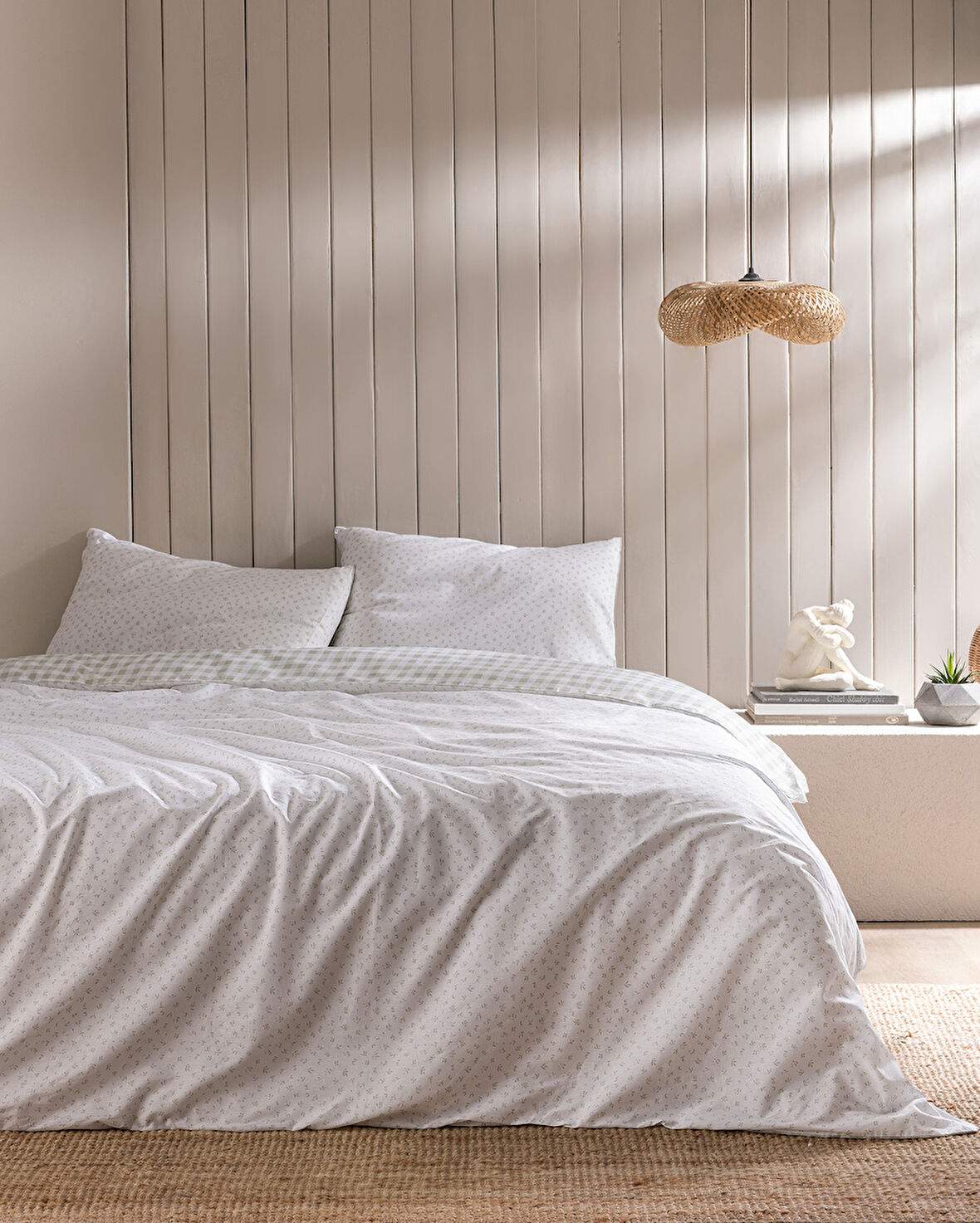 Botie King Size %100 Pamuk Ranforce Baskılı Nevresim Takımı - Haki