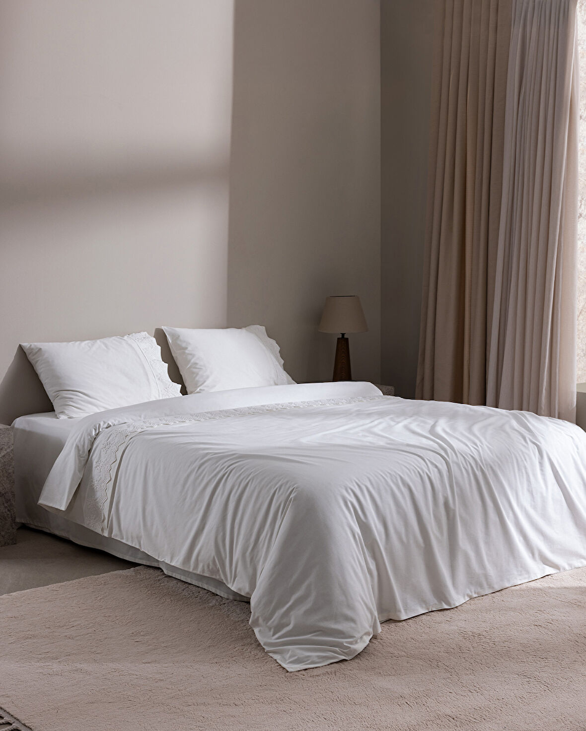 Modena King Size %100 Pamuk Brodeli Nevresim Takımı - Beyaz