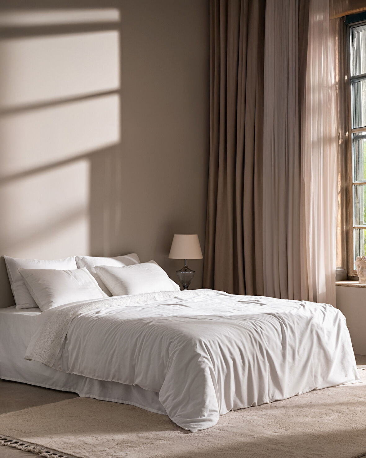 Marion King Size %100 Pamuk Brodeli Saten Nevresim Takımı - Beyaz