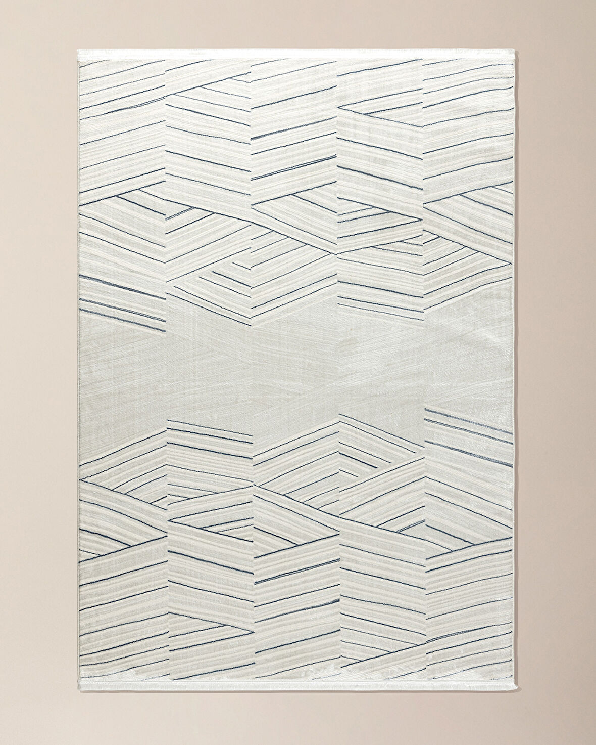 Annot Halı - Beyaz/Mavi - 80x300 cm