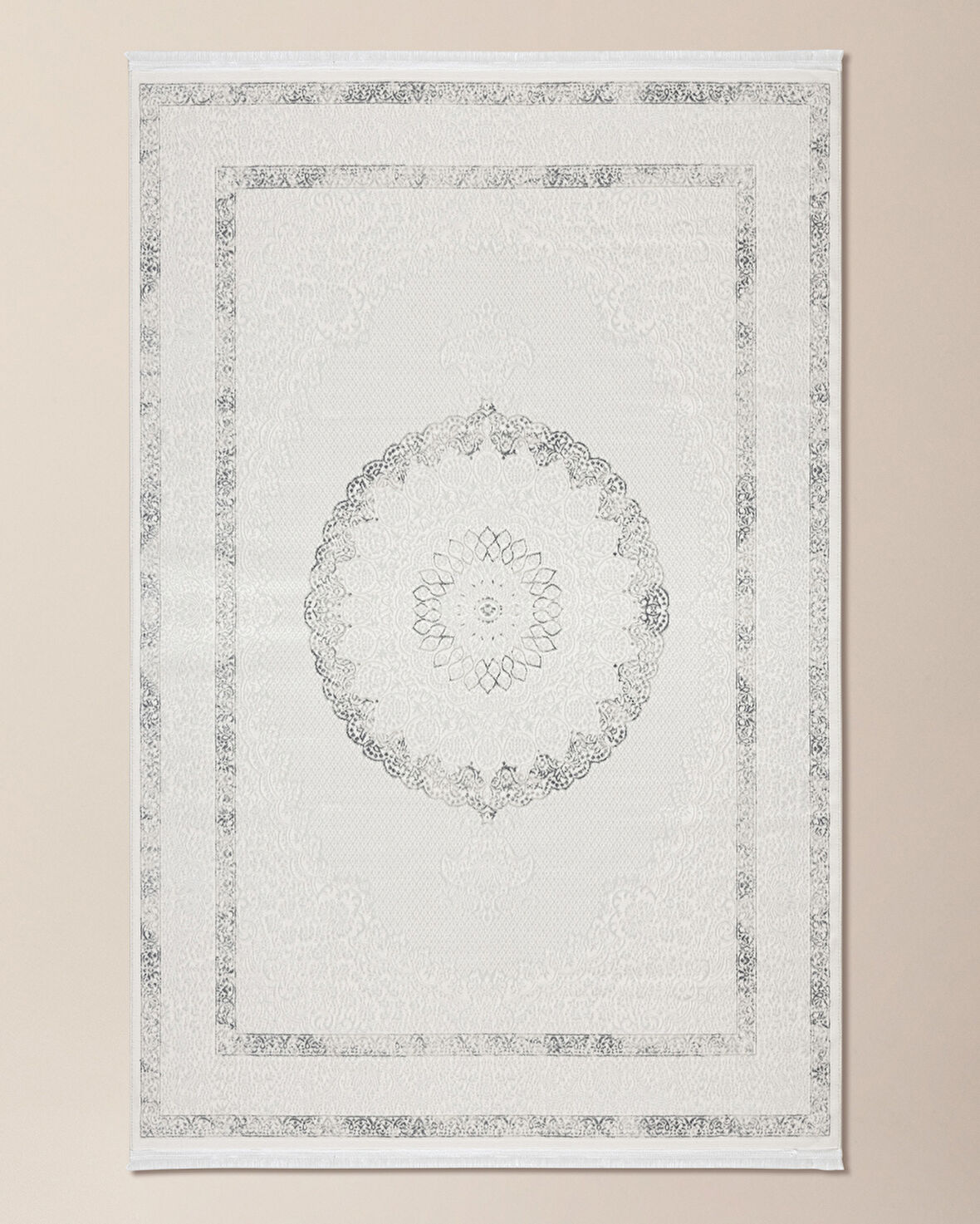 Mons Halı - Beyaz/Gri - 80x300 cm