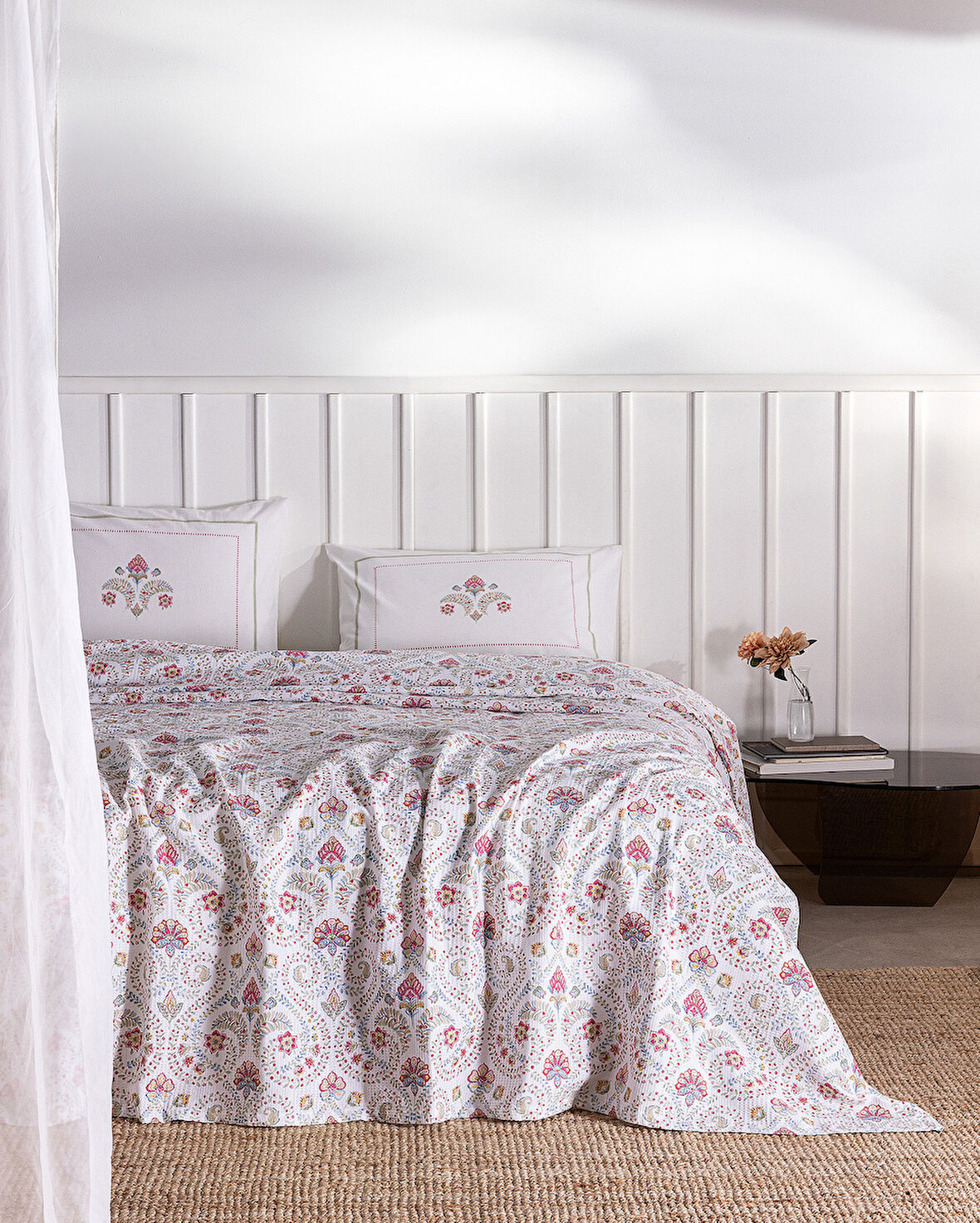 Bretagne King Size Pamuklu Ecocell Baskılı Pike Takımı - Renkli