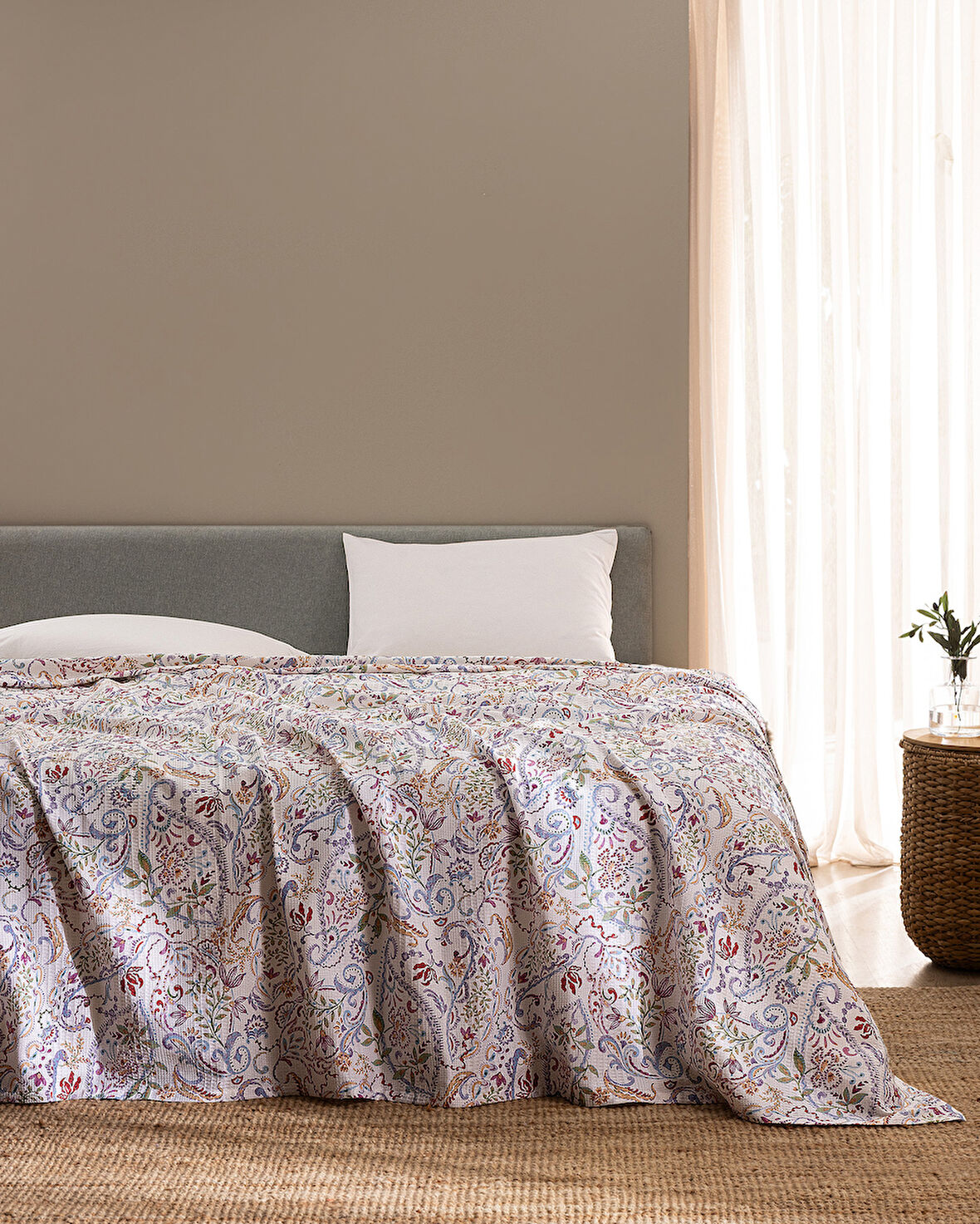 Emmy King Size Pamuklu Ecocell Baskılı Pike - Renkli