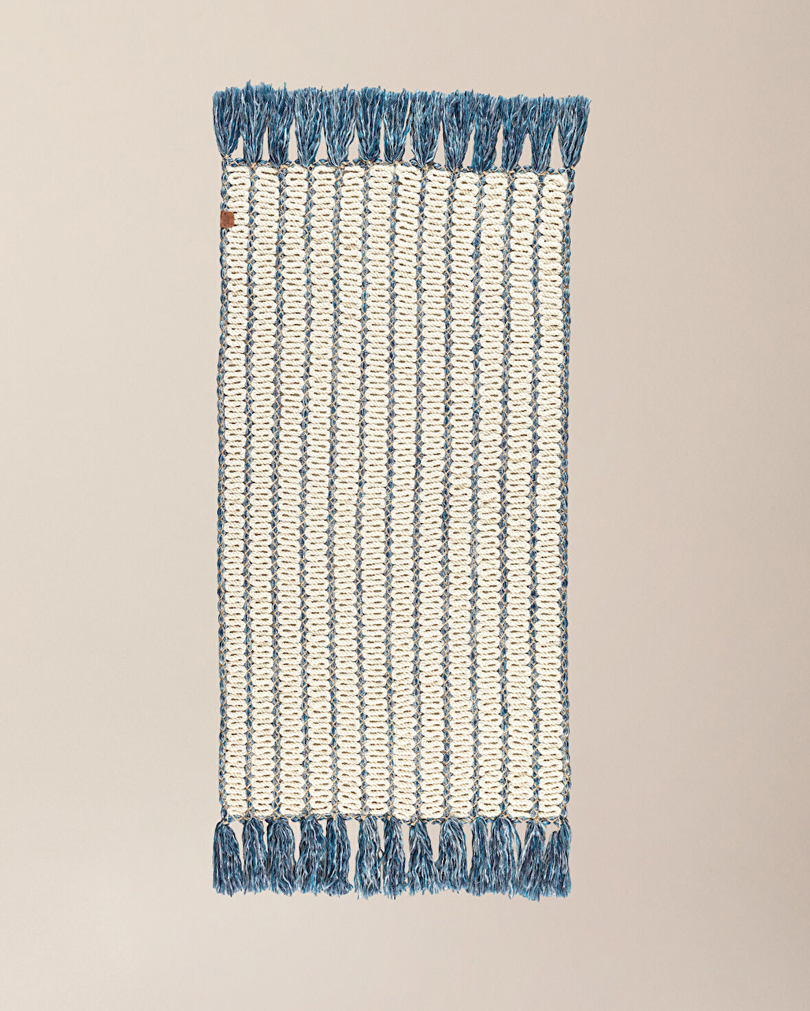 Talmont Saçaklı Kilim - Mavi/Beyaz - 65x130 cm