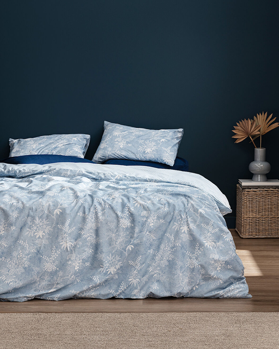 Jannie King Size %100 Pamuk Ranforce Baskılı Nevresim Takımı - Mavi