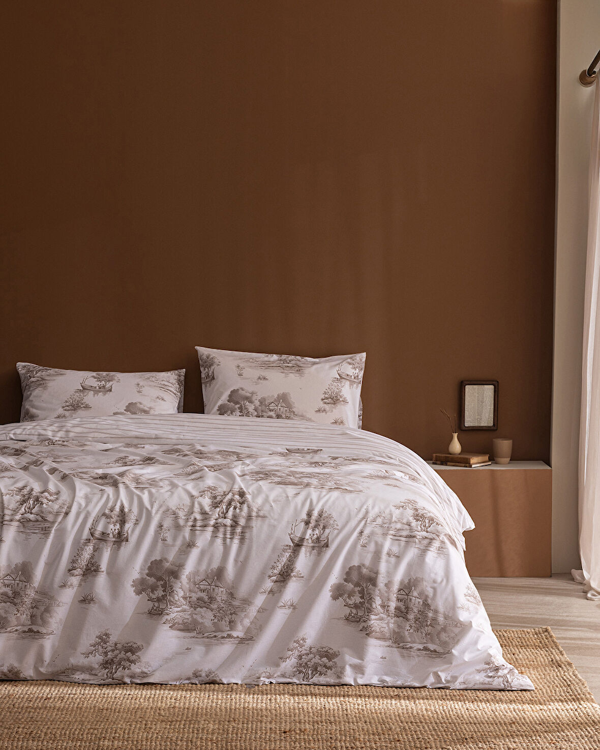 Bonneville Çift Kişilik %100 Pamuk Ranforce Baskılı Nevresim Takımı - Bej