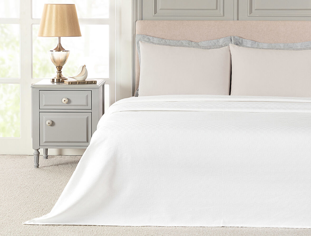 Anais King Size %100 Pamuk Pike - Beyaz