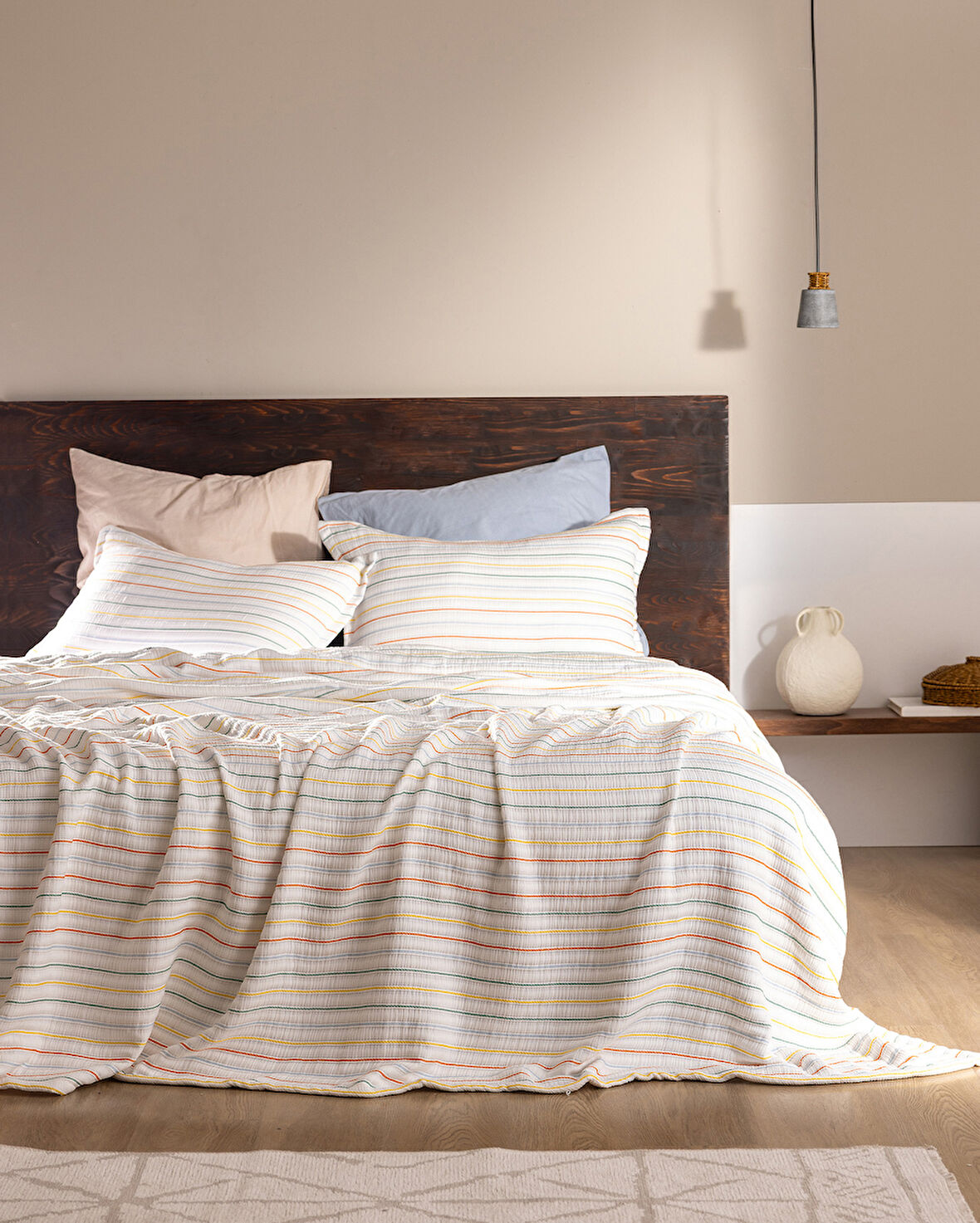 Josselin Çift Kişilik Pamuklu Yatak Örtüsü - Renkli