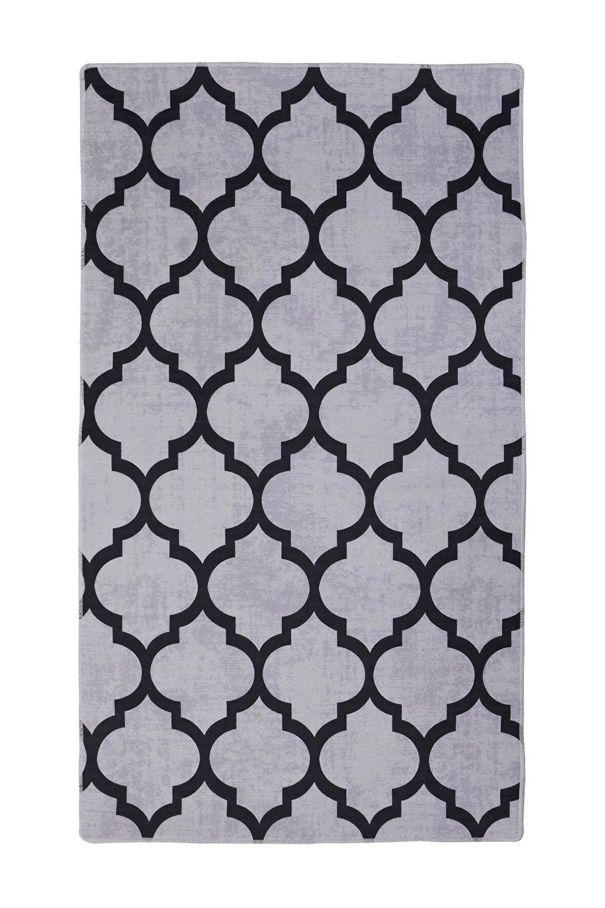 DijiDekor Maça Gri Saçaksız Dijital Halı Kaymaz Yıkanabilir Yolluk