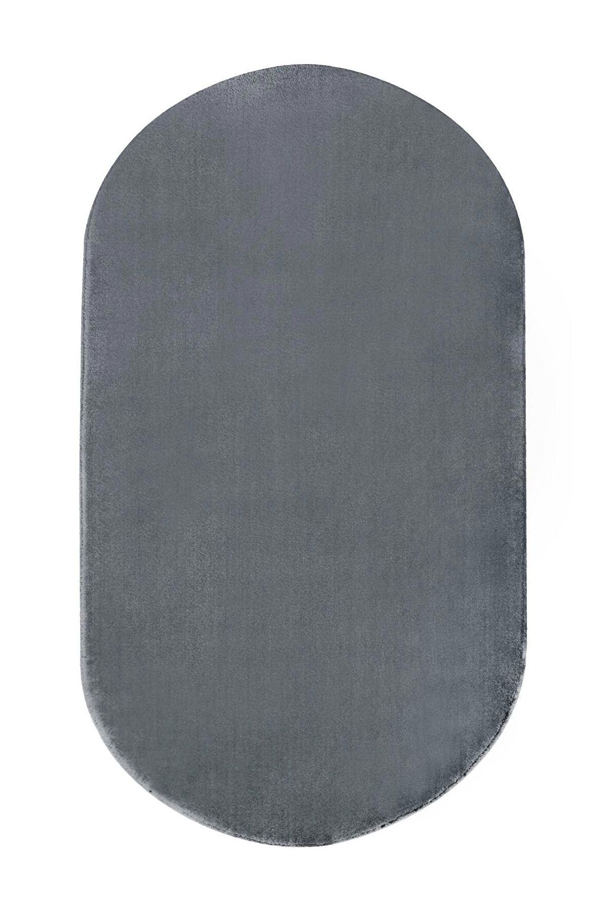 DijiDekor Koyu Gri Mürdüm Oval Post Dokuma Halı Peluş Tavşan Tüyü Hissi Antibakteriyel