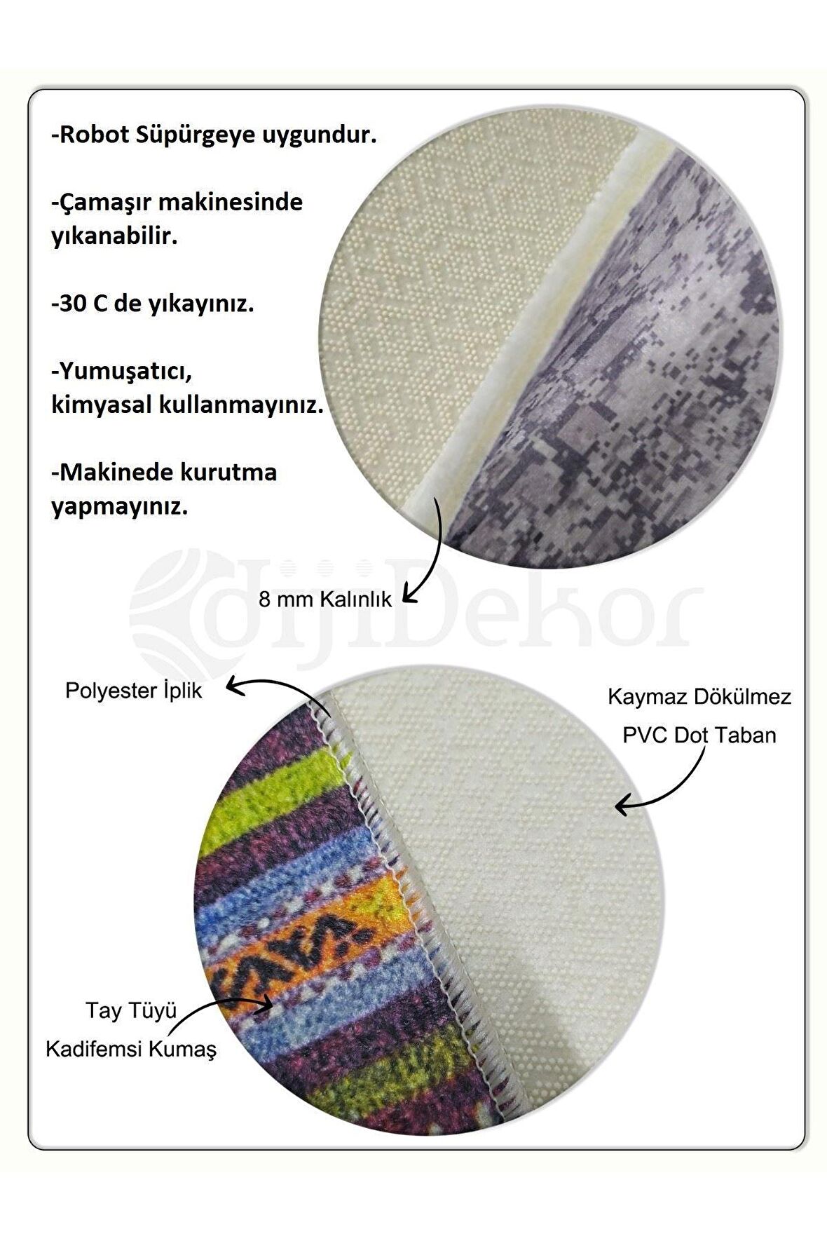 DijiDekor K1300 Patchwork Saçaksız Dijital Halı Kaymaz Yıkanabilir Oda Mutfak Koridor Salon Halısı