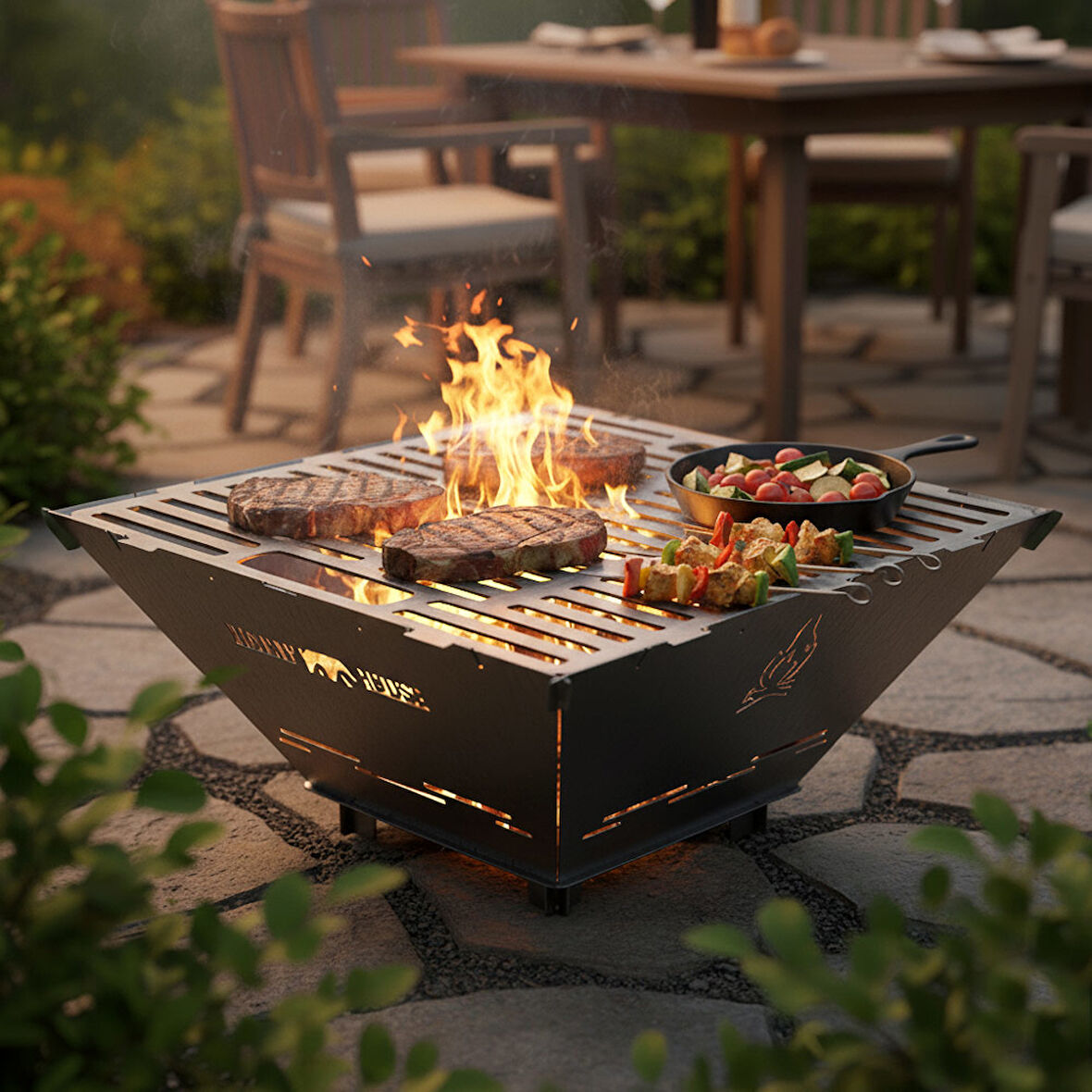 Kamp Ayısı® FireNest™: Core Ateş Çukuru Taşınabilir Ateş Çukuru Seti - 3mm Karbon Çelik, 1.5mm Paslanmaz Izgara, Çantalı 