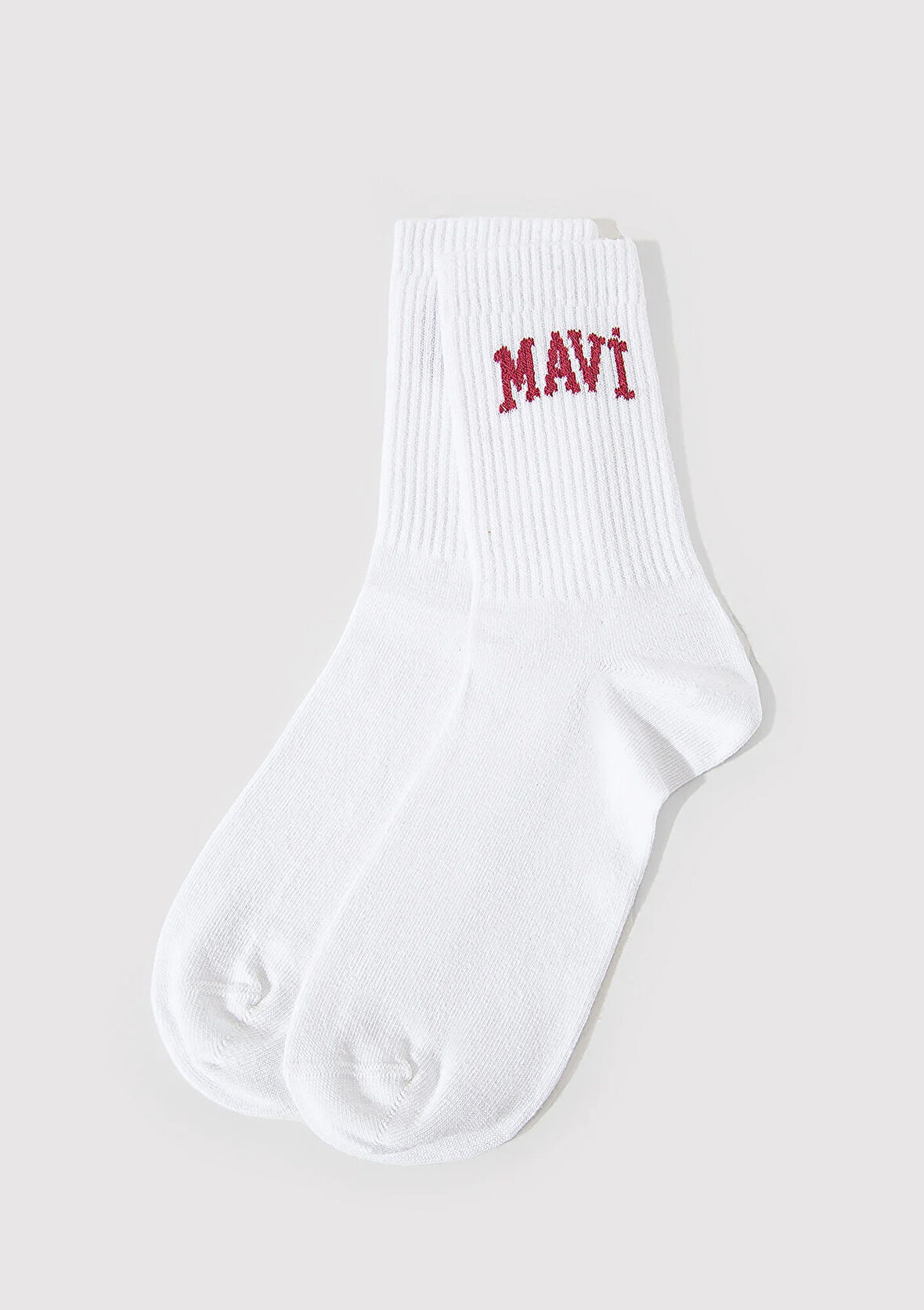 Mavi Logo Detaylı Beyaz Soket Çorap 1912726-20844