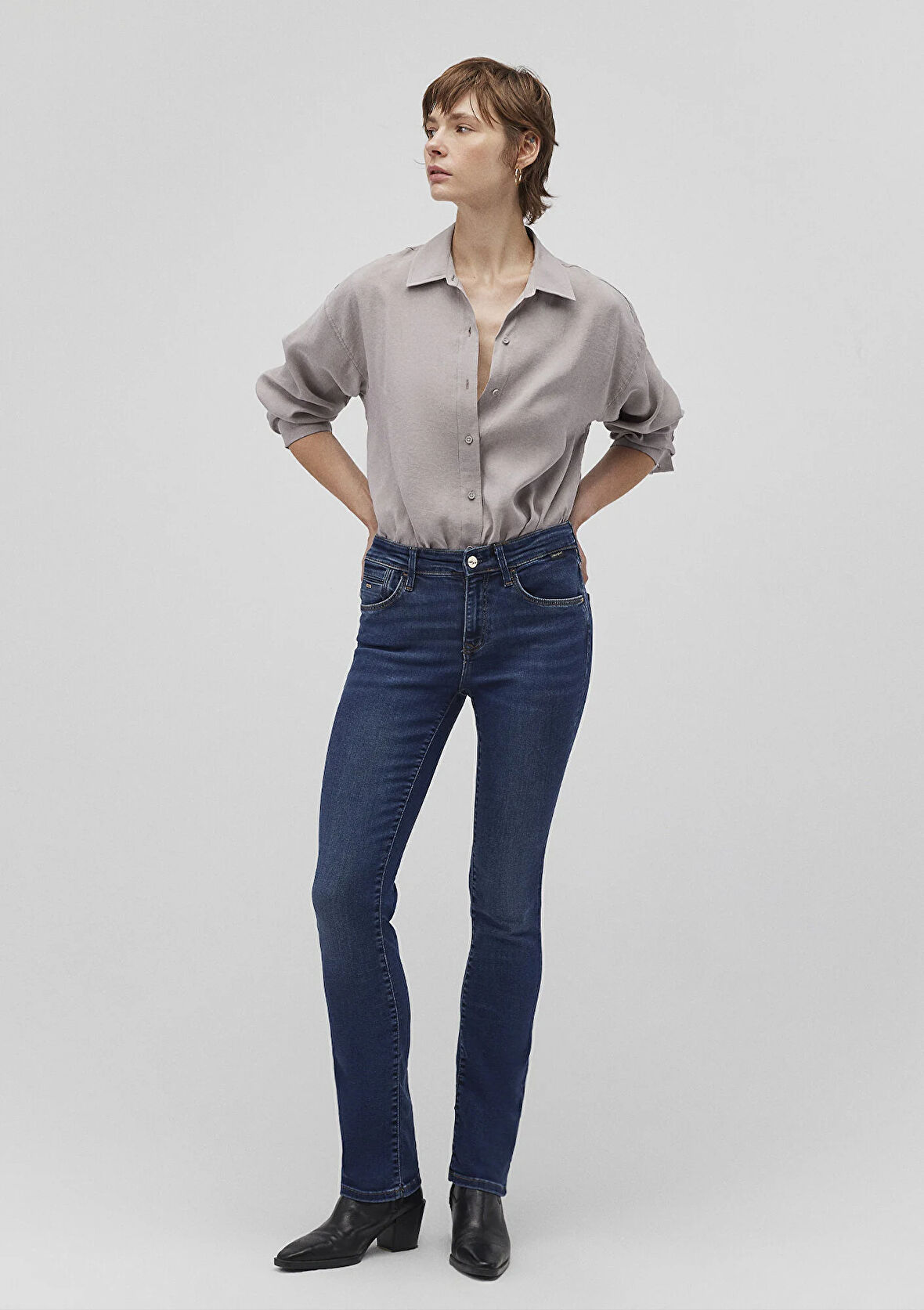 Mona Gold Klasik Vintage Koyu Mavi Jean Pantolon 1049787784