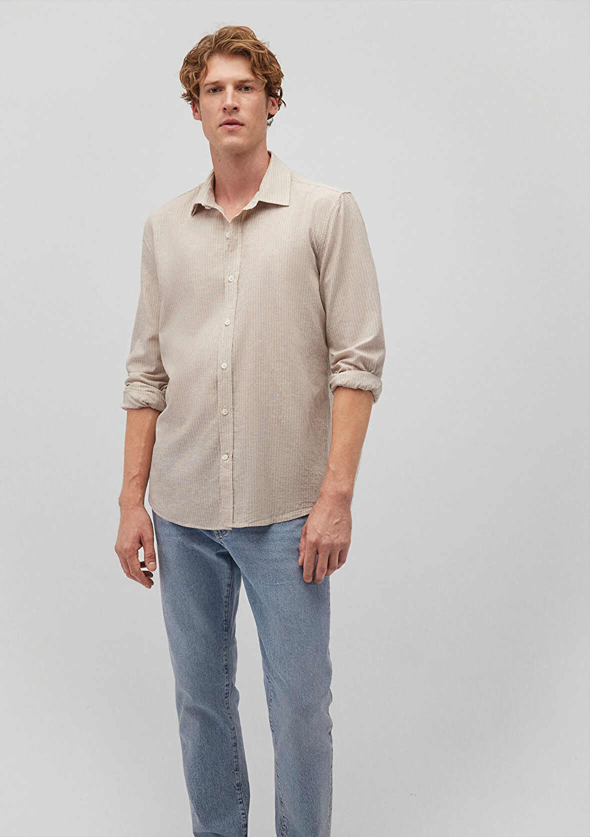 Çizgili Bej Gömlek 0211081-82393