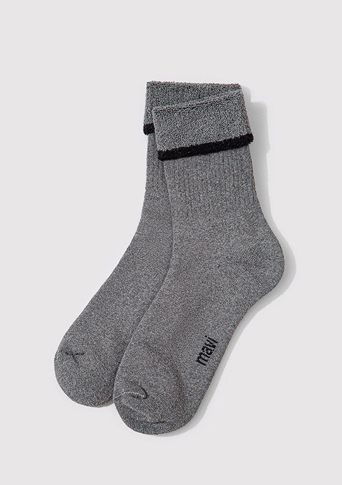 Çizgi Detaylı Gri Bot Çorabı 1912753-82816