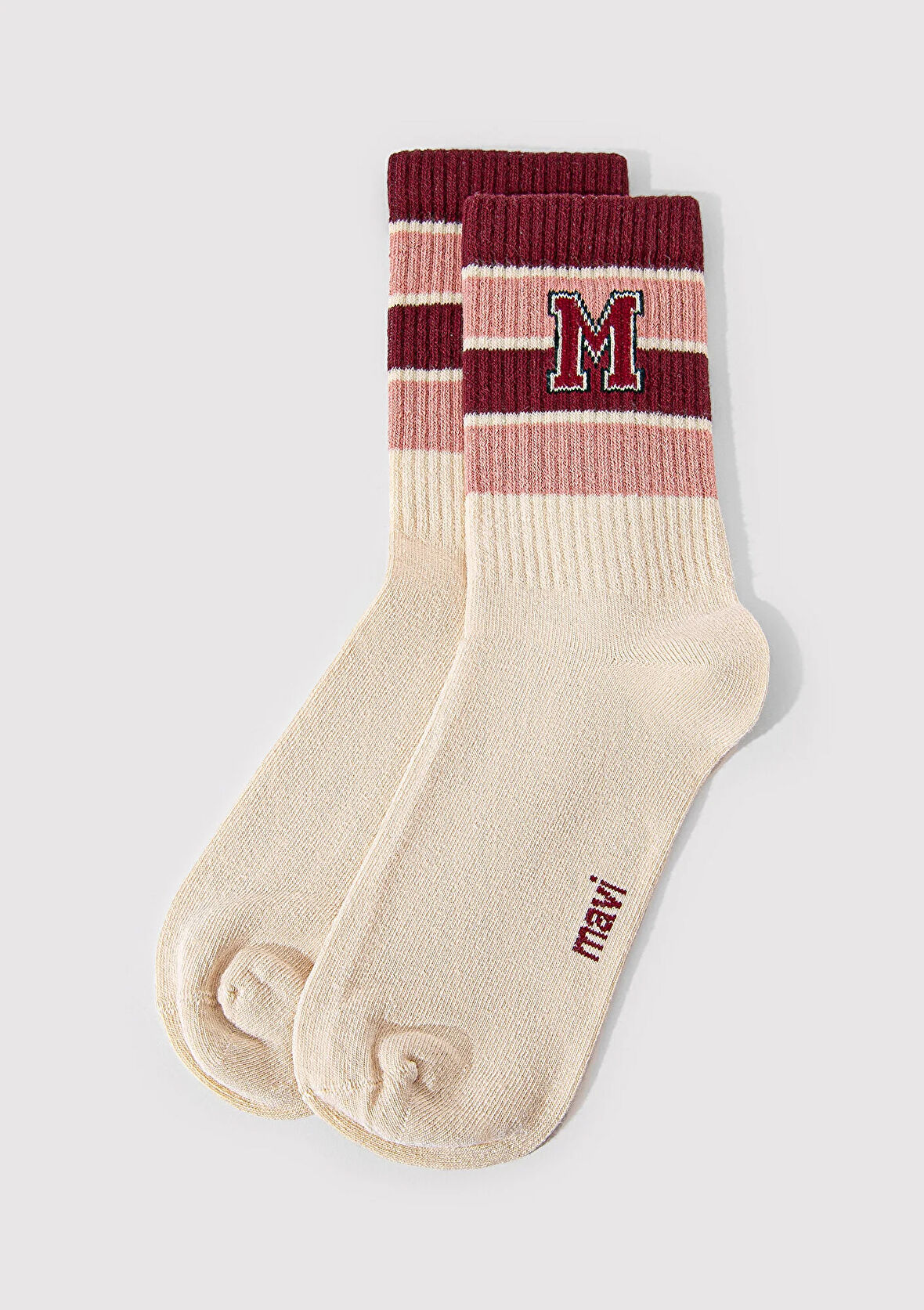 M Logo Detaylı Beyaz Soket Çorap 1912828-32324