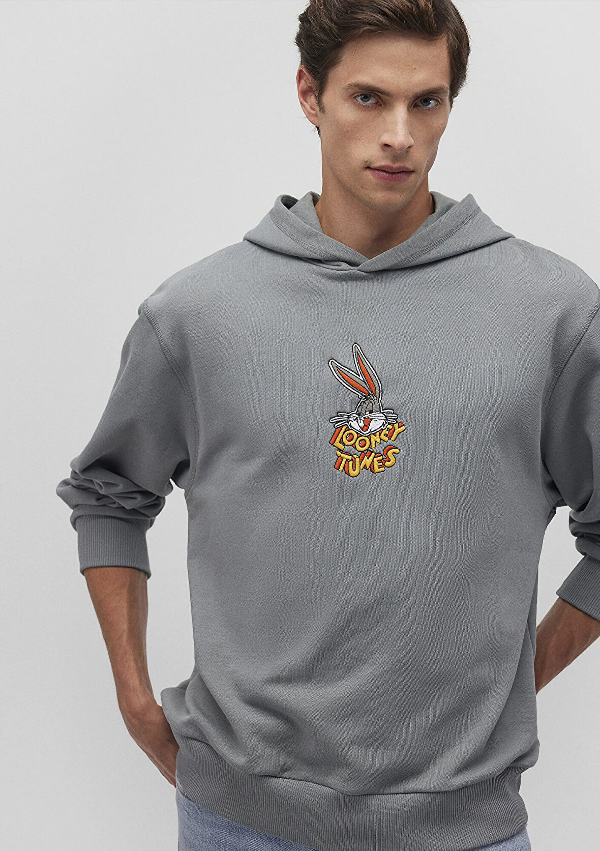 Bugs Bunny Baskılı Gri Sweatshirt 0S10102-70098