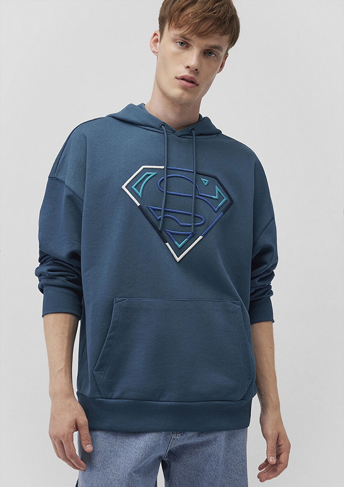 Superman Baskılı Mavi Sweatshirt 0S10189-70764