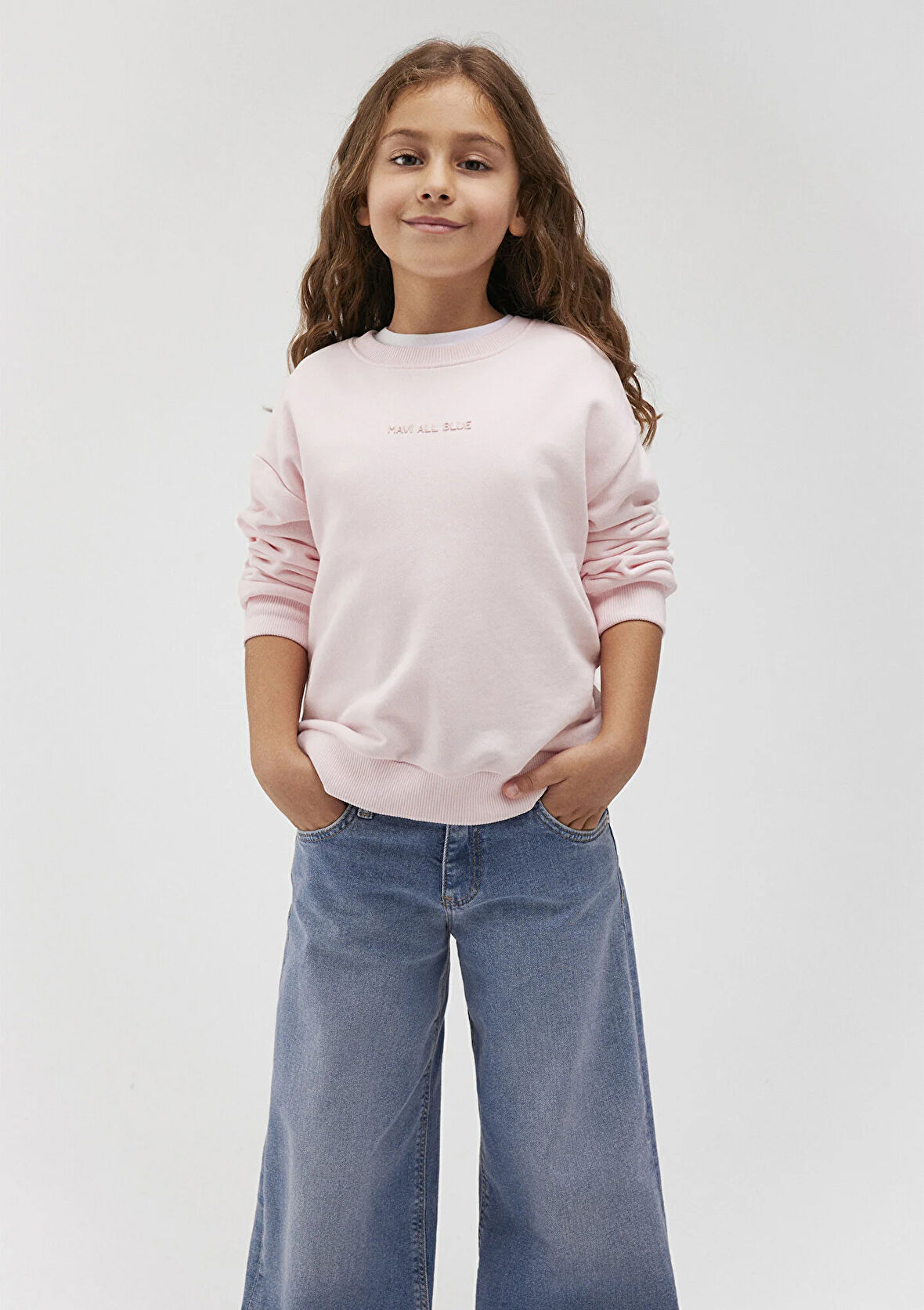 Organik Pamuklu Pembe Basic Sweatshirt 7S10043-88133