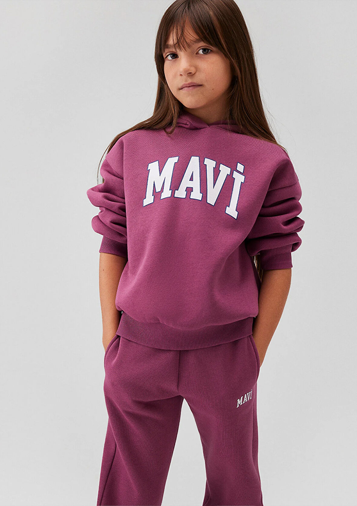 Mavi Logo Baskılı Kapüşonlu Mor Sweatshirt 7610035-70651