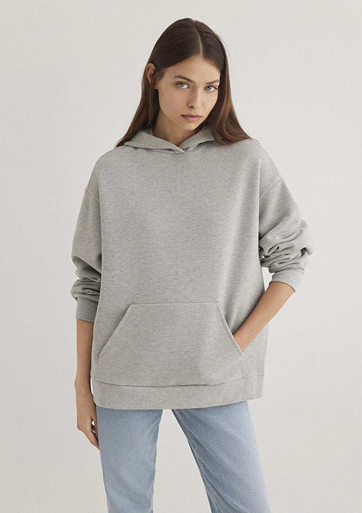 Kapüşonlu Gri Sweatshirt 1S10186-83096