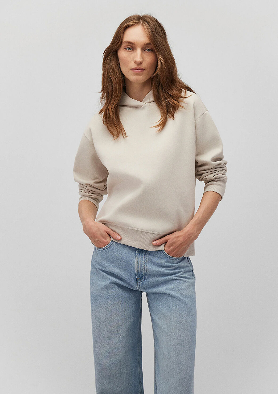 Kapüşonlu Gri Sweatshirt 1S10191-70143