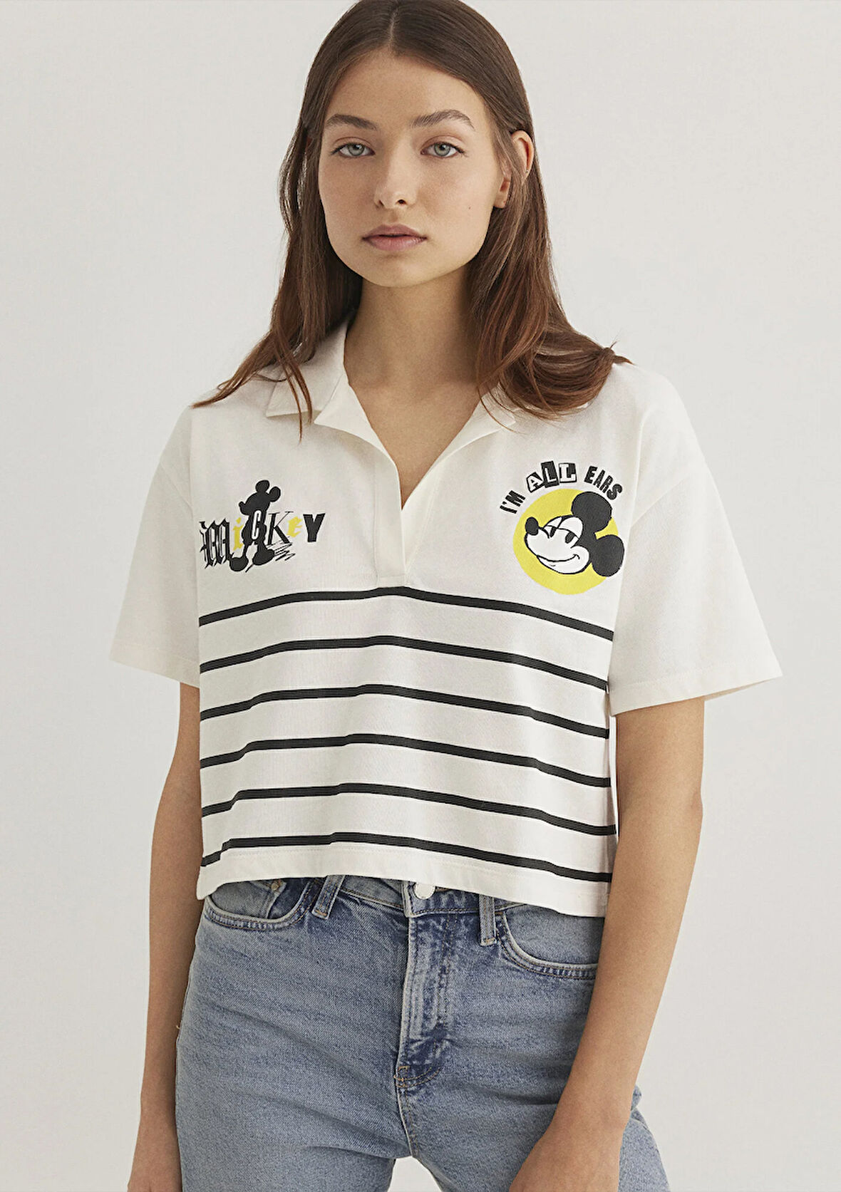 Mickey Mouse Baskılı Antrasit Tişört 1612853-85308