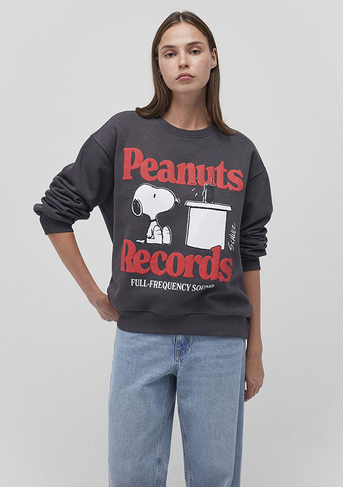 Snoopy Baskılı Antrasit Sweatshirt 1S10257-70087