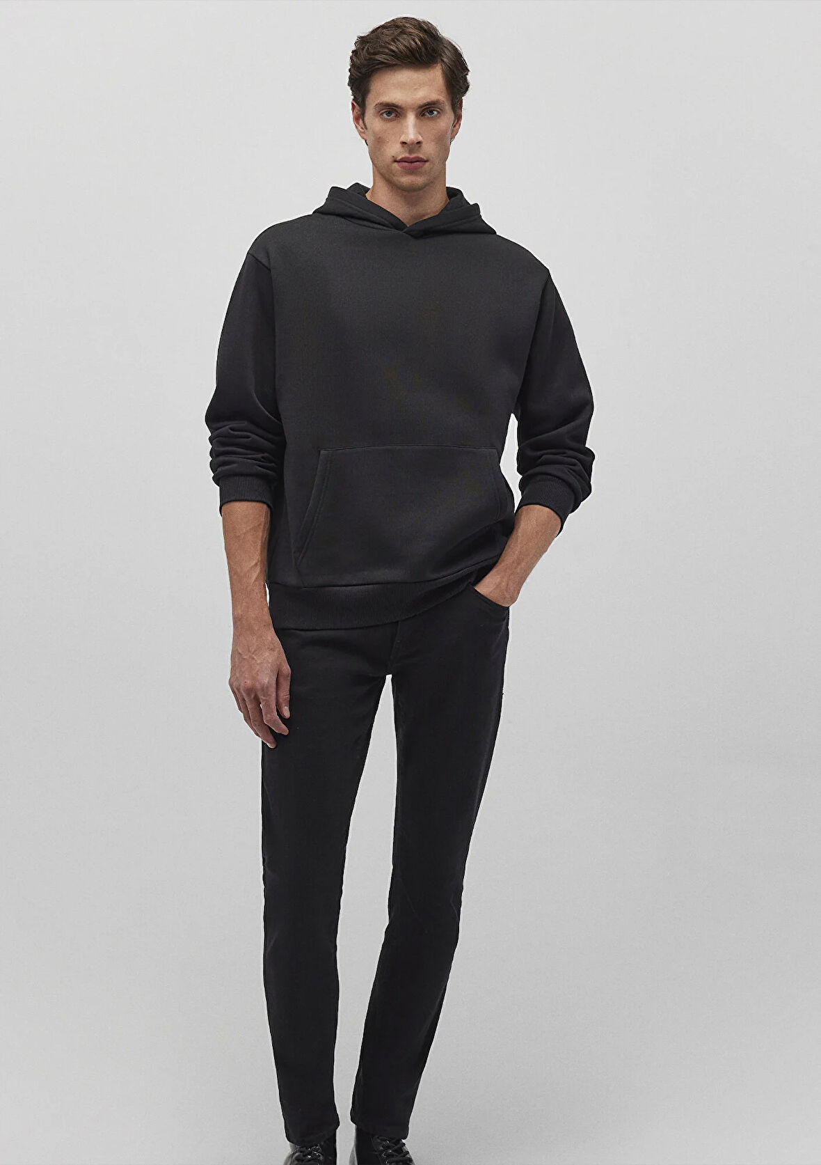 Kapüşonlu Siyah Basic Sweatshirt 0S10275-900