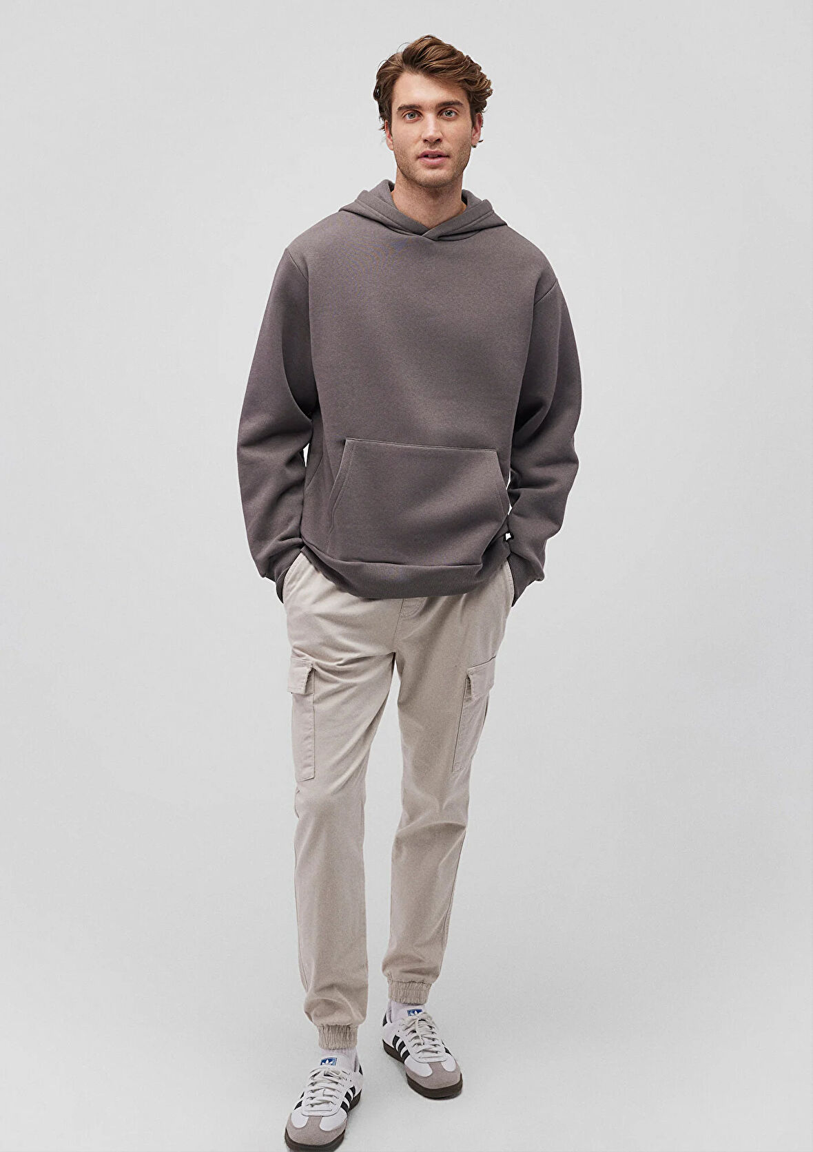 Kapüşonlu Gri Basic Sweatshirt 0S10275-70096