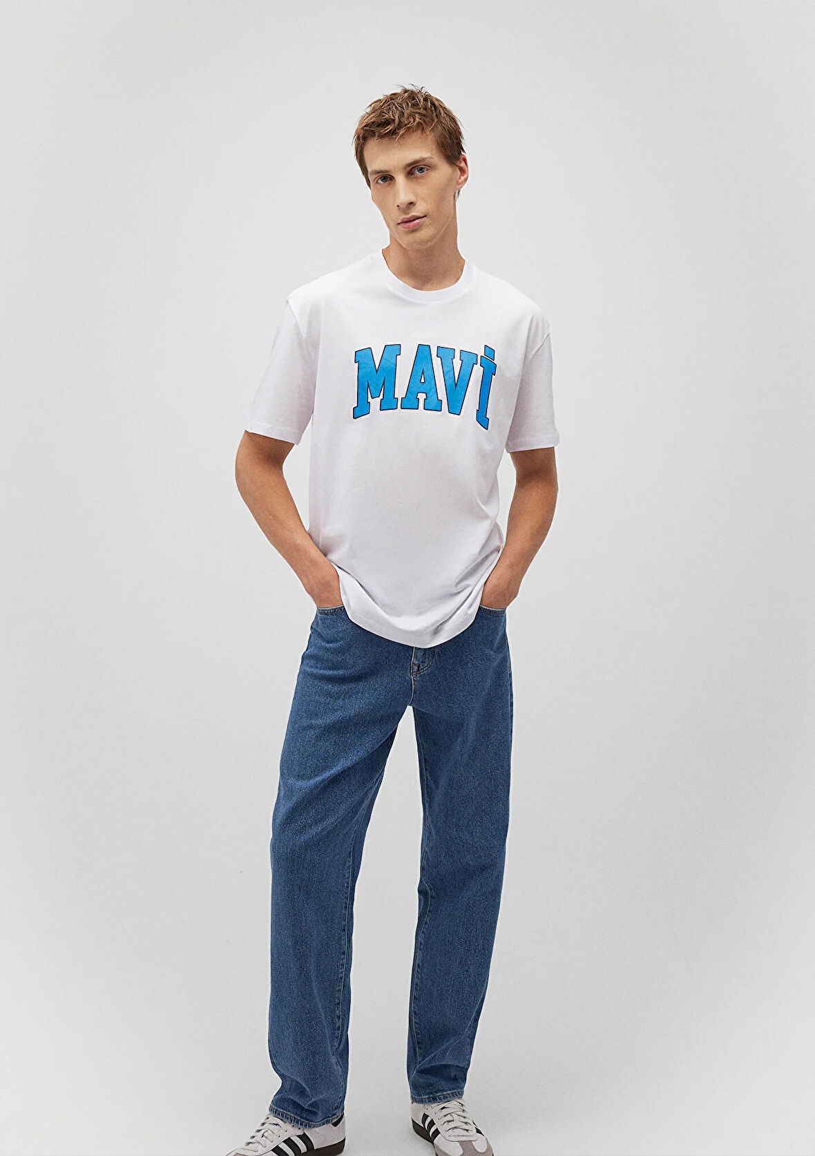 Mavi Logo Baskılı Beyaz Tişört 0611711-602