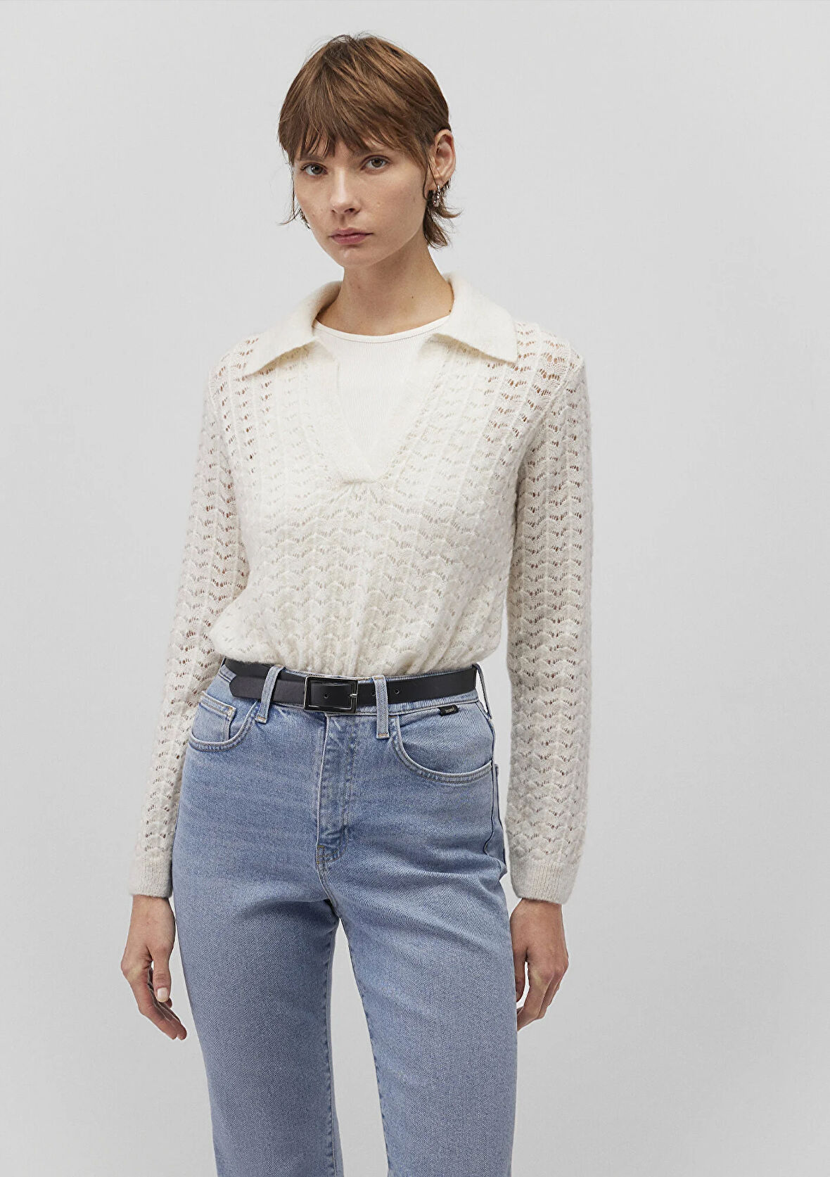 Polo Yaka Beyaz Kazak 1710559-70057