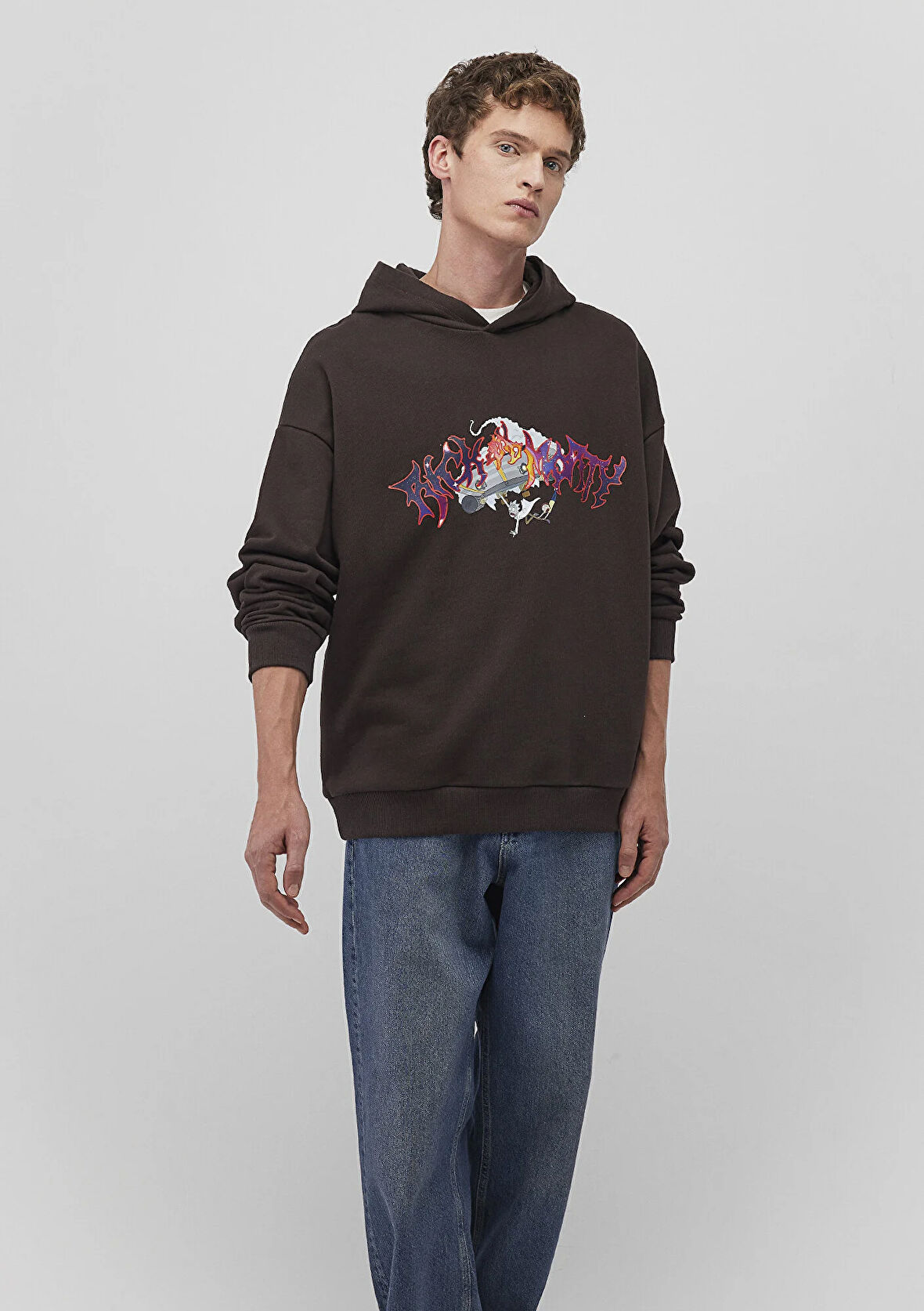 Rick and Morty Baskılı Kahverengi Sweatshirt 0S10293-88615