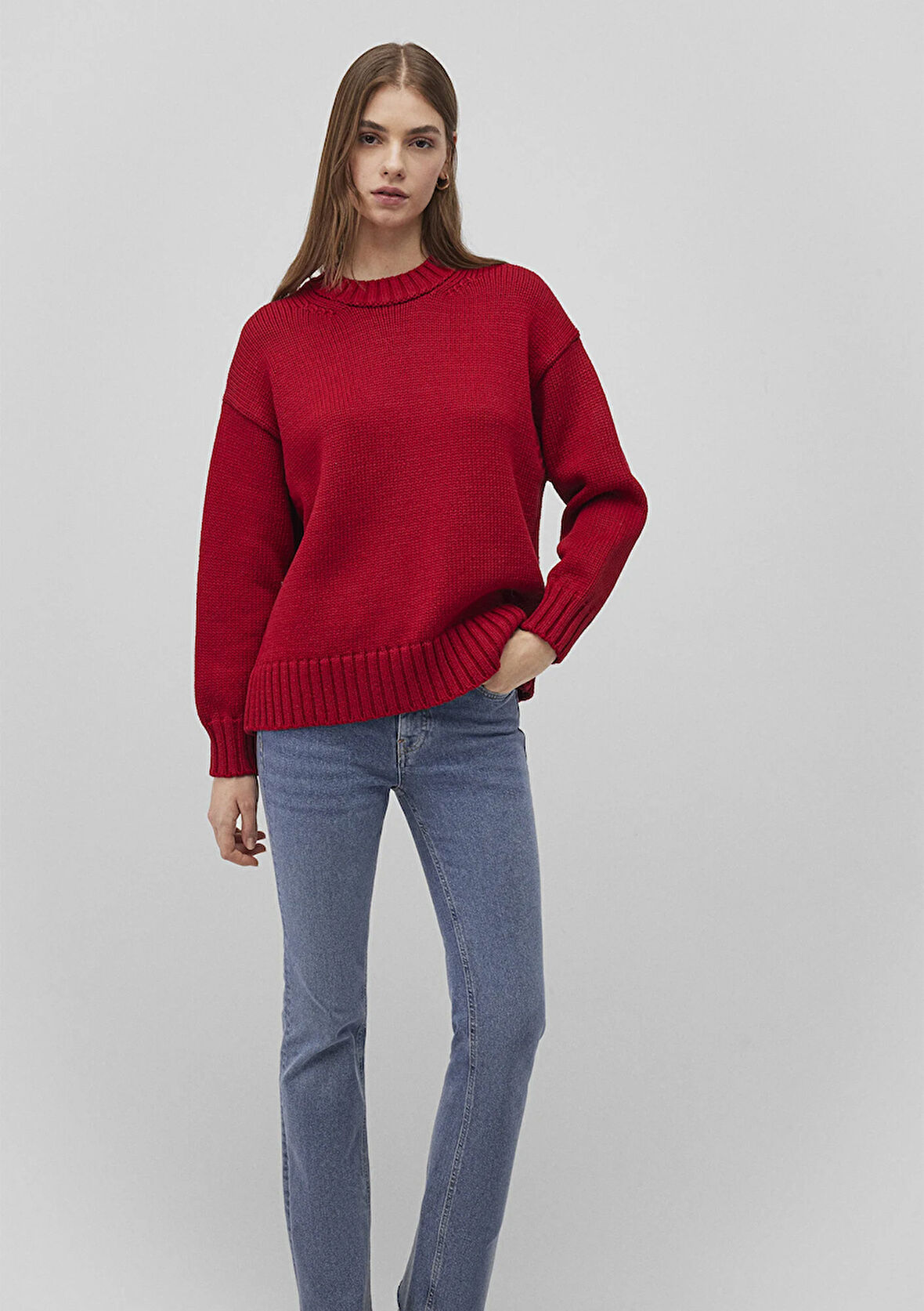 Bisiklet Yaka Kırmızı Kazak 1710516-88609