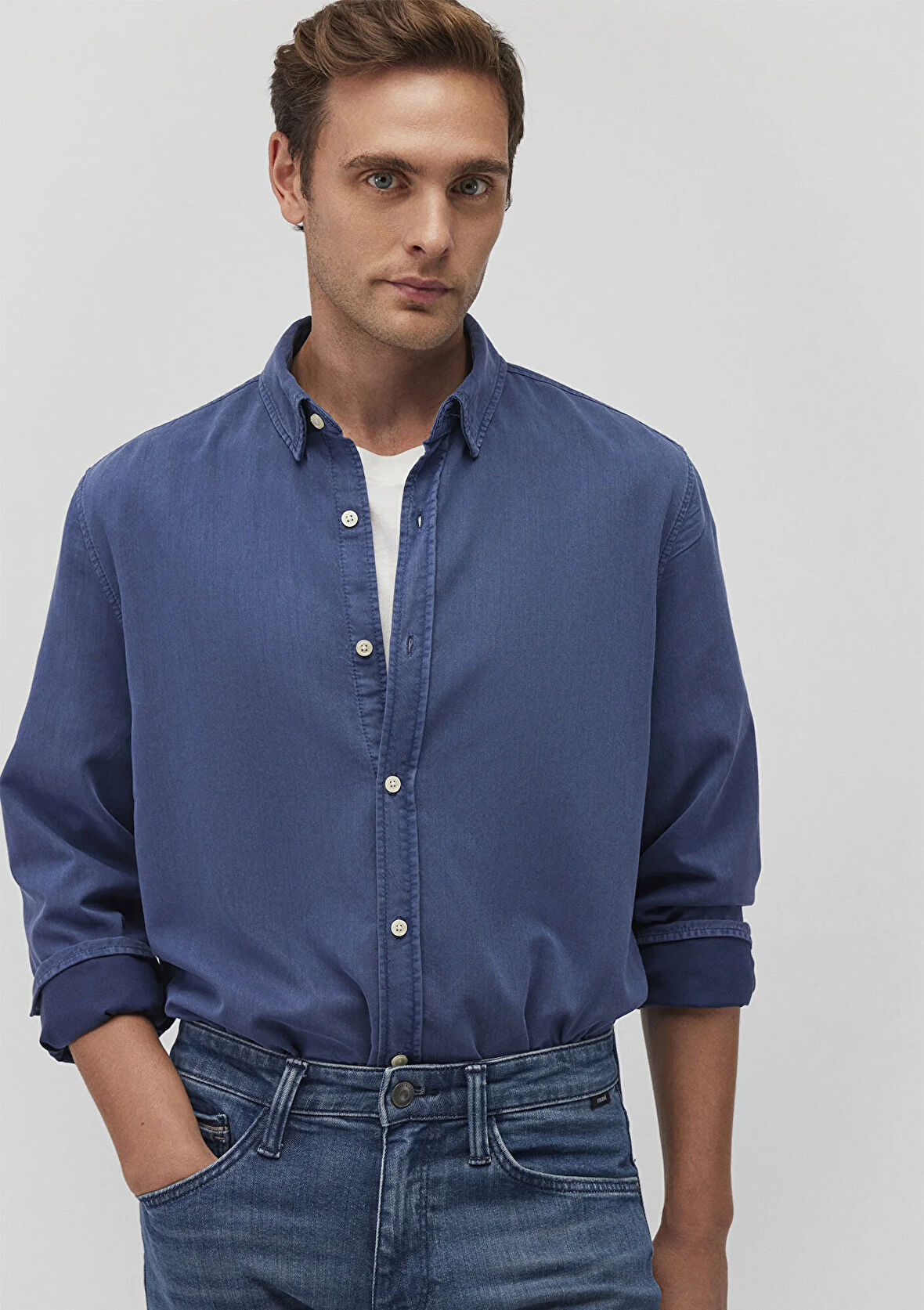 Lacivert Tencel TM Lyocell Gömlek 0211232-87737