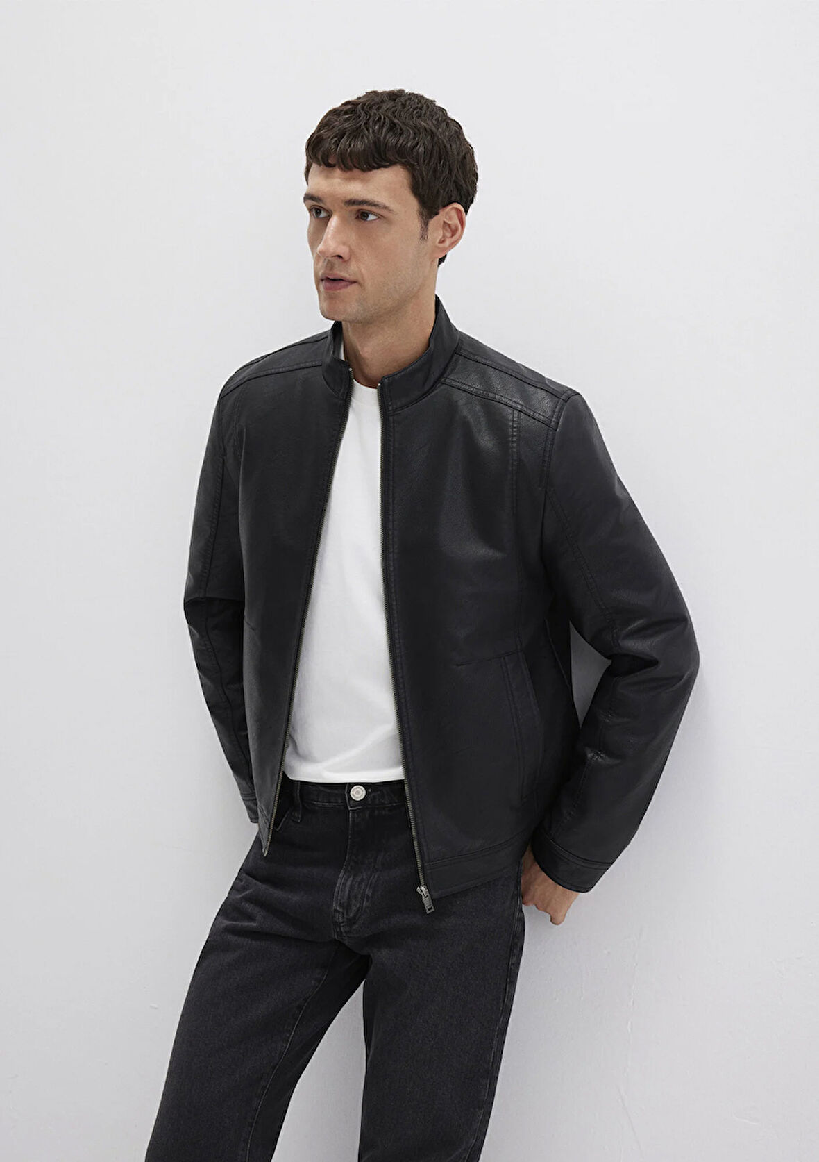 Siyah Suni Deri Ceket 0110548-71379