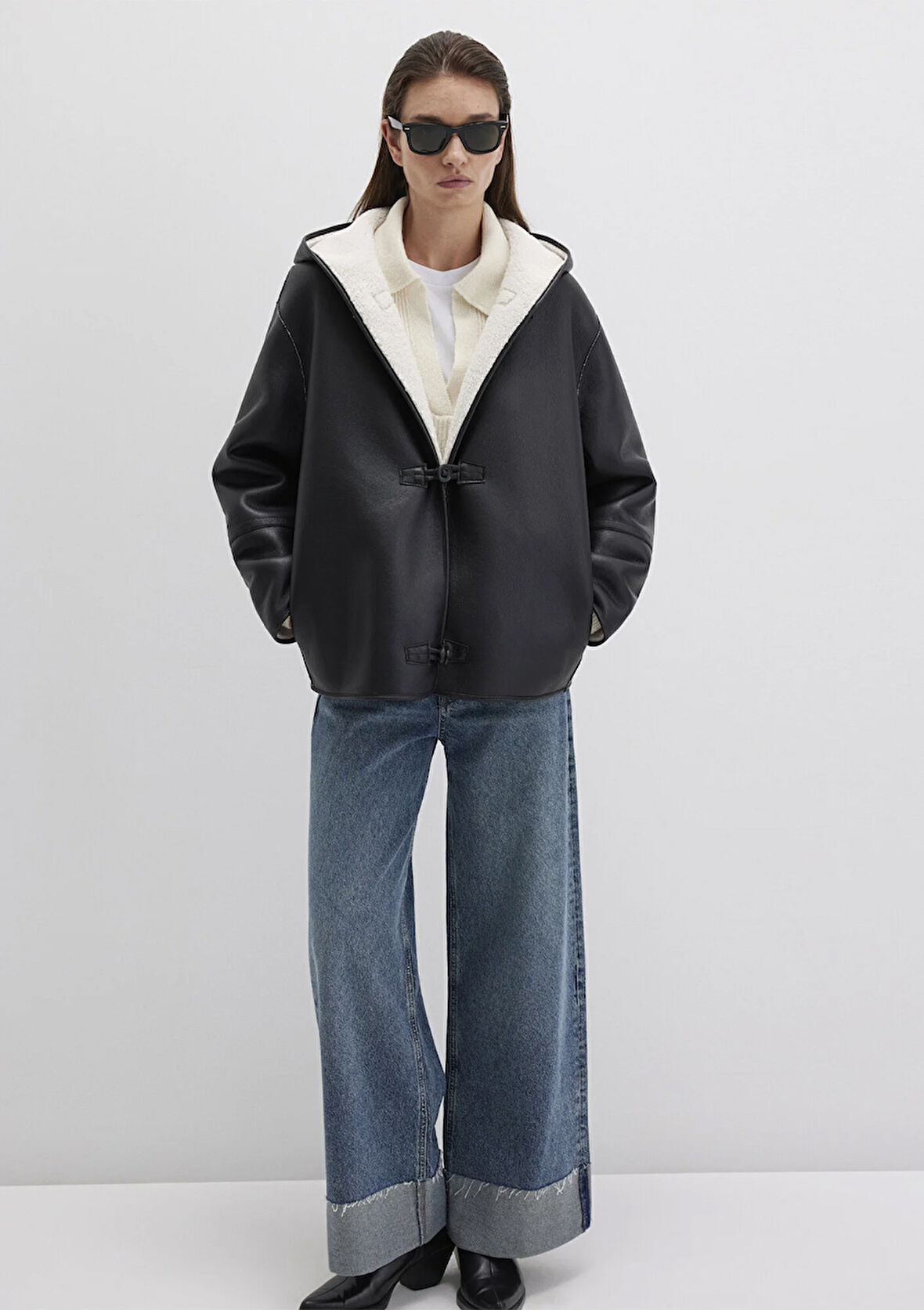 Siyah Suni Deri Ceket 1110612-900