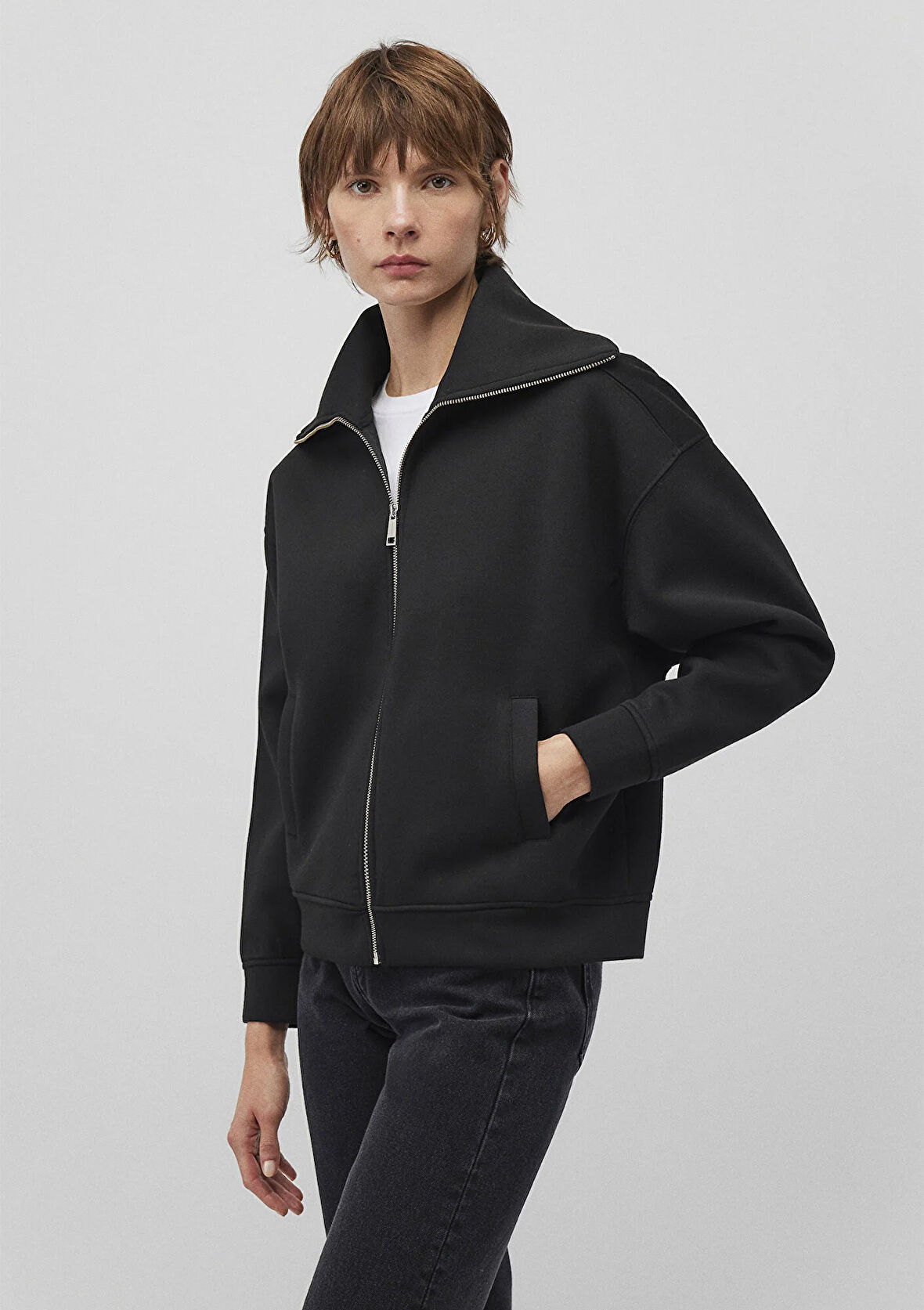 Sporty Lux Fermuarlı Siyah Sweatshirt 1S10295-900