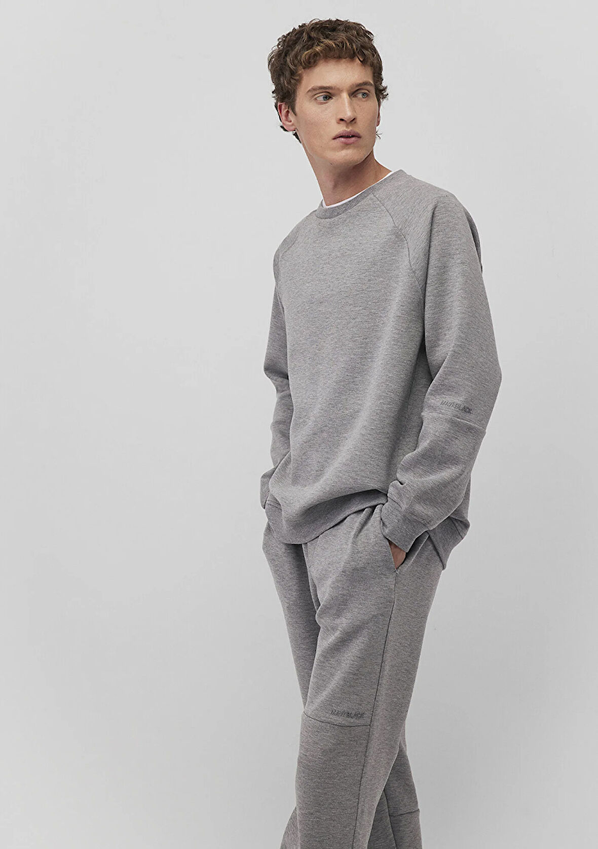 Bisiklet Yaka Gri Basic Sweatshirt 0S10295-80018