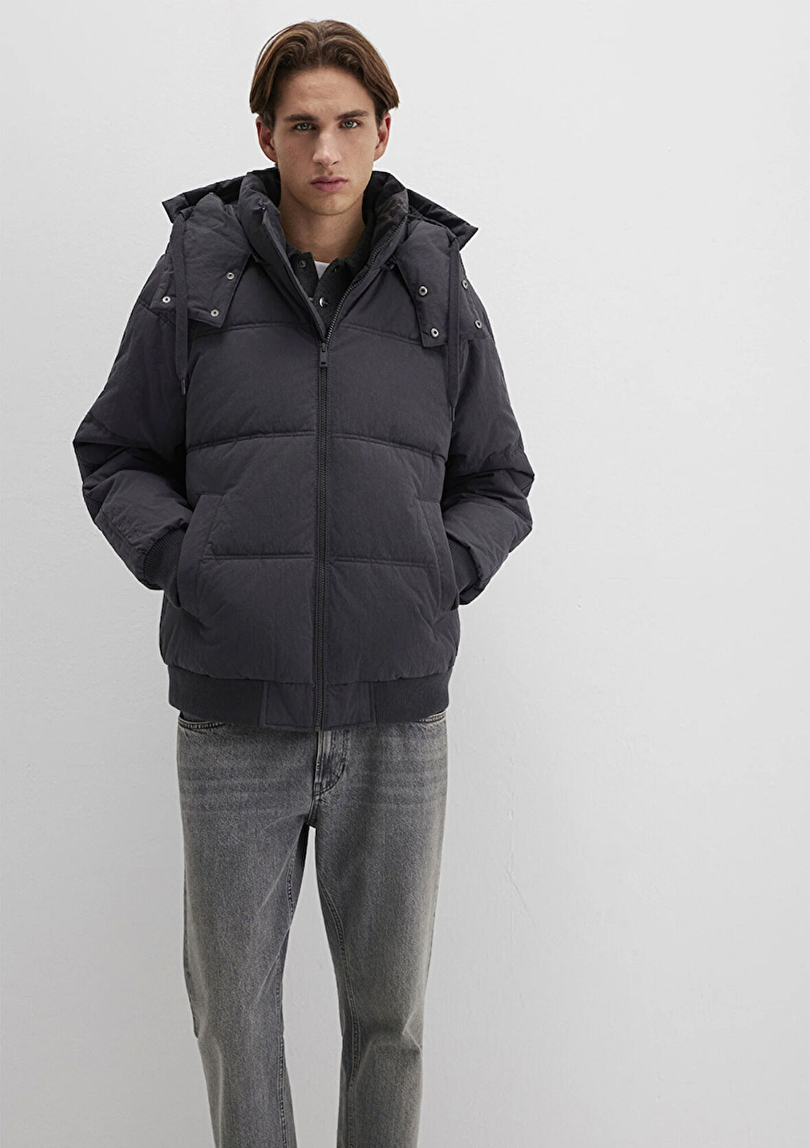 Kapüşonlu Antrasit Ceket 0110553-88170